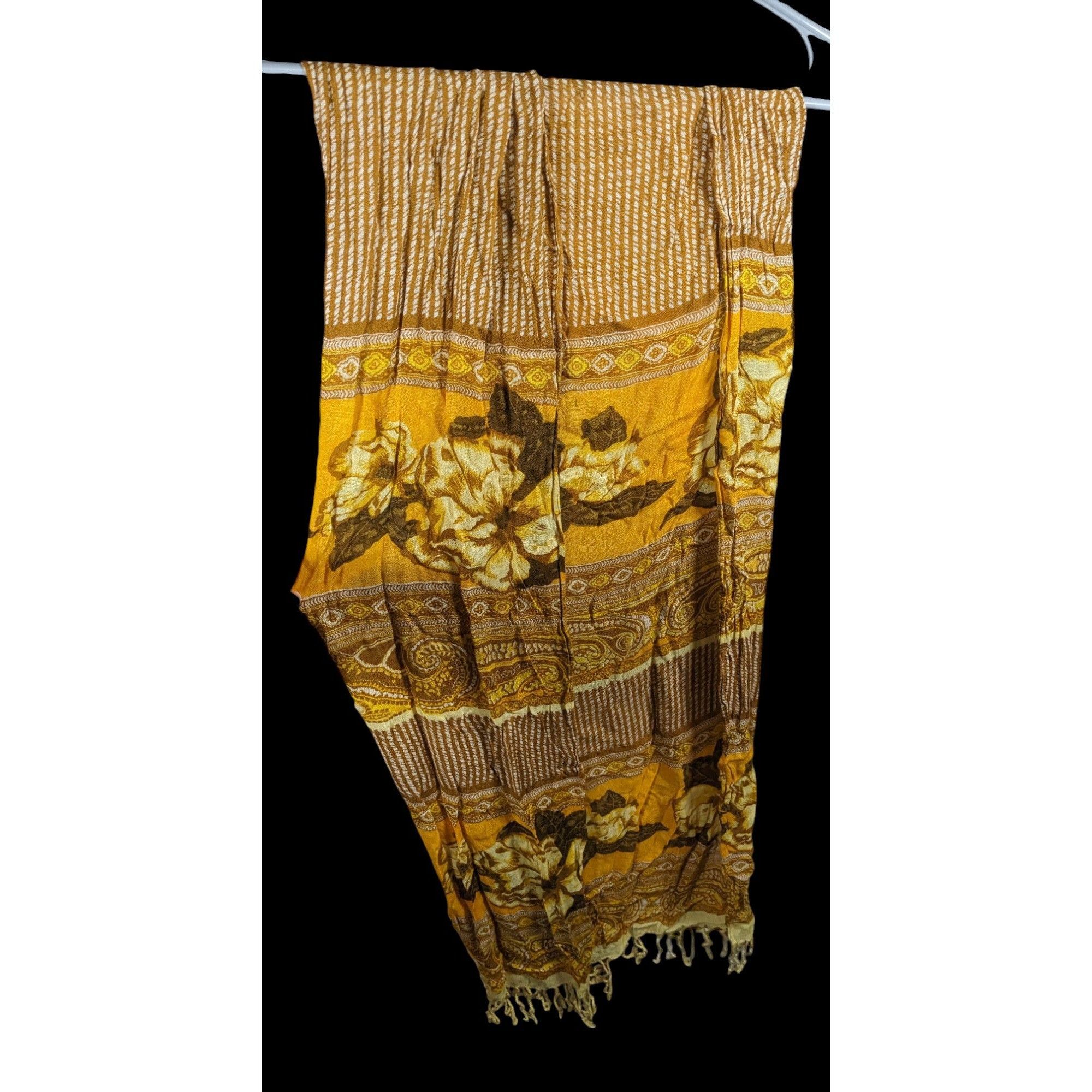 Isaac Mizrahi Vintage Isaac Miazrahi Yellow And Brown Floral Paisley Fring Size ONE SIZE - 1 Thumbnail