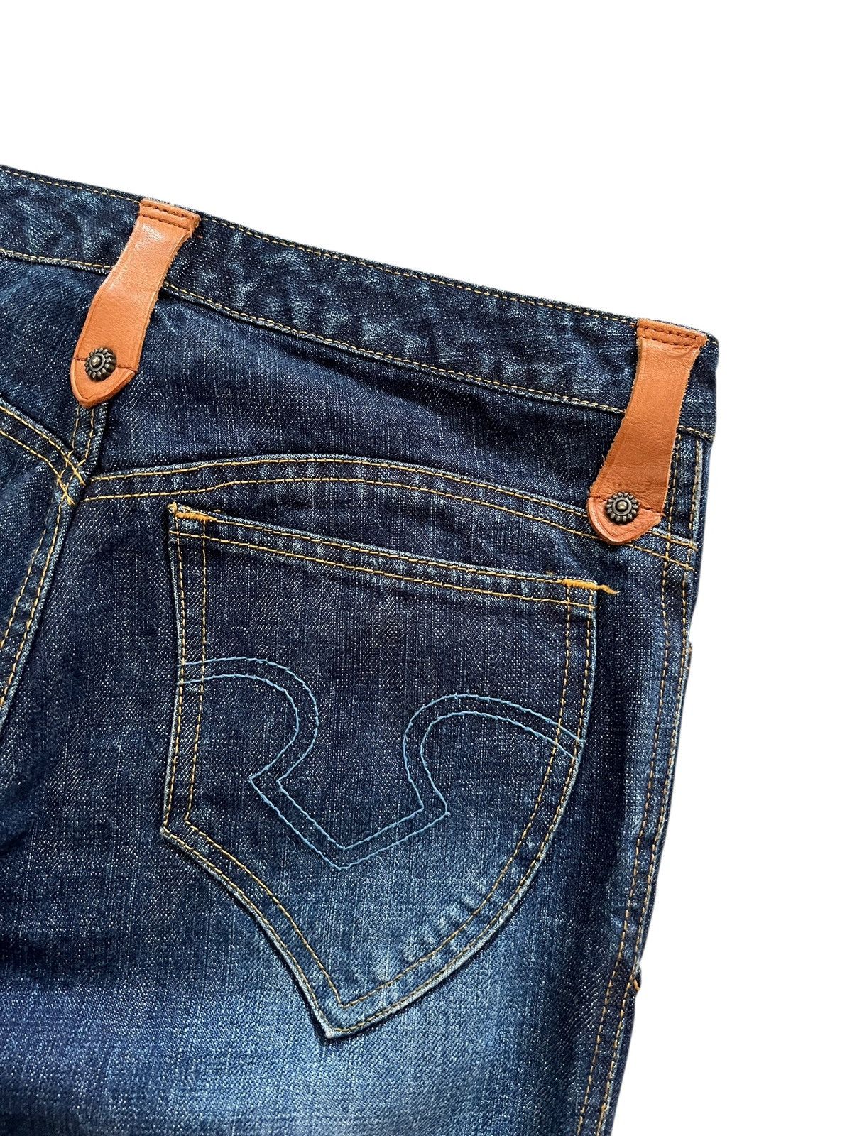 Obelisk 1990s Obelisk Stitching Flare Denim Leather Trim Size US 30 / EU 46 - 11 Thumbnail