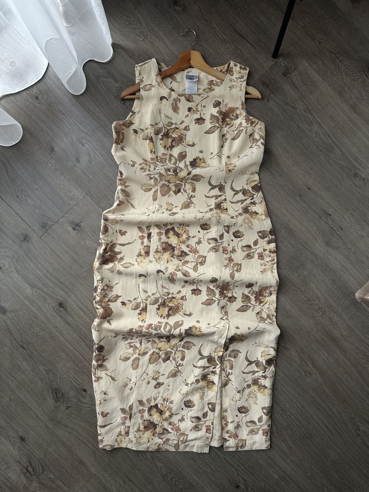 Laura Ashley Vintage Laura Ashley Beige Flowers Long Dress Size L / US 10 / IT 46 - 4 Thumbnail