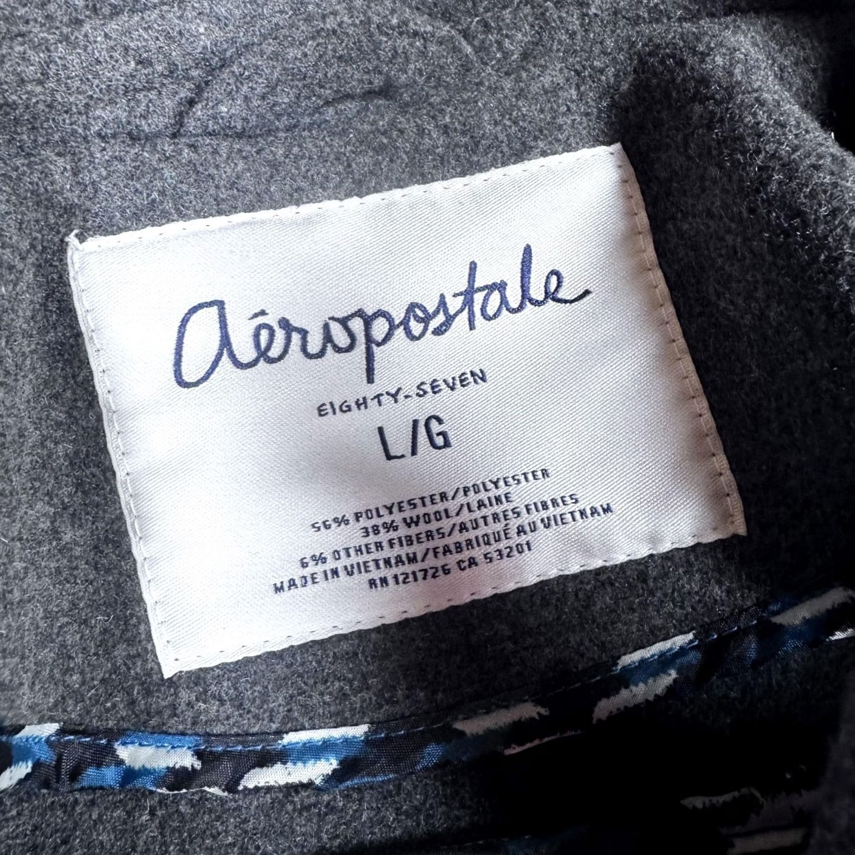 Aeropostale Aéropostale Teas Pea Coat Teens L Gray Wool Blend Short Jacket Size 36" / US 14 / IT 50 - 2 Thumbnail