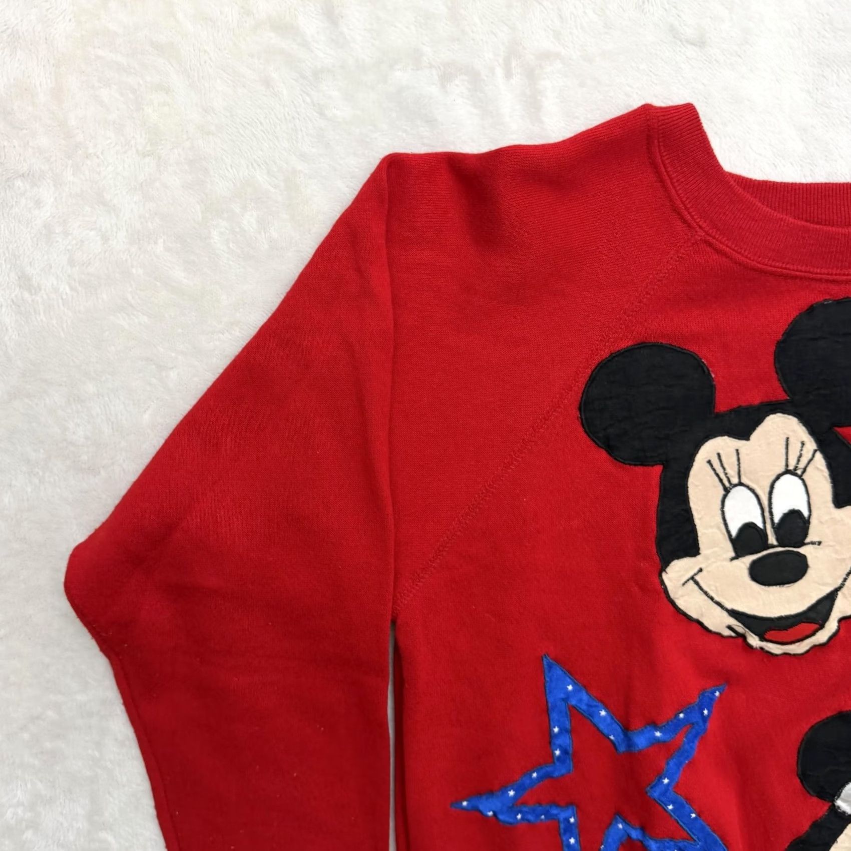 Vintage VINTAGE Mickey Minnie Sweater Womens Small Red Stars Raglan Reeves USA Fleece Size S / US 4 / IT 40 - 6 Thumbnail