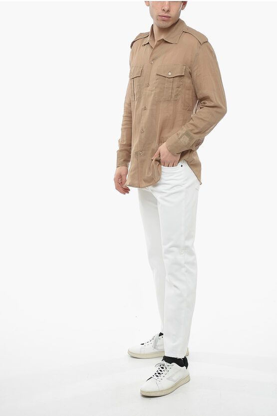 Saint Laurent Paris o1tp1o0125 Shirt In Cotton in Beige Size US L / EU 52-54 / 3 - 4 Thumbnail