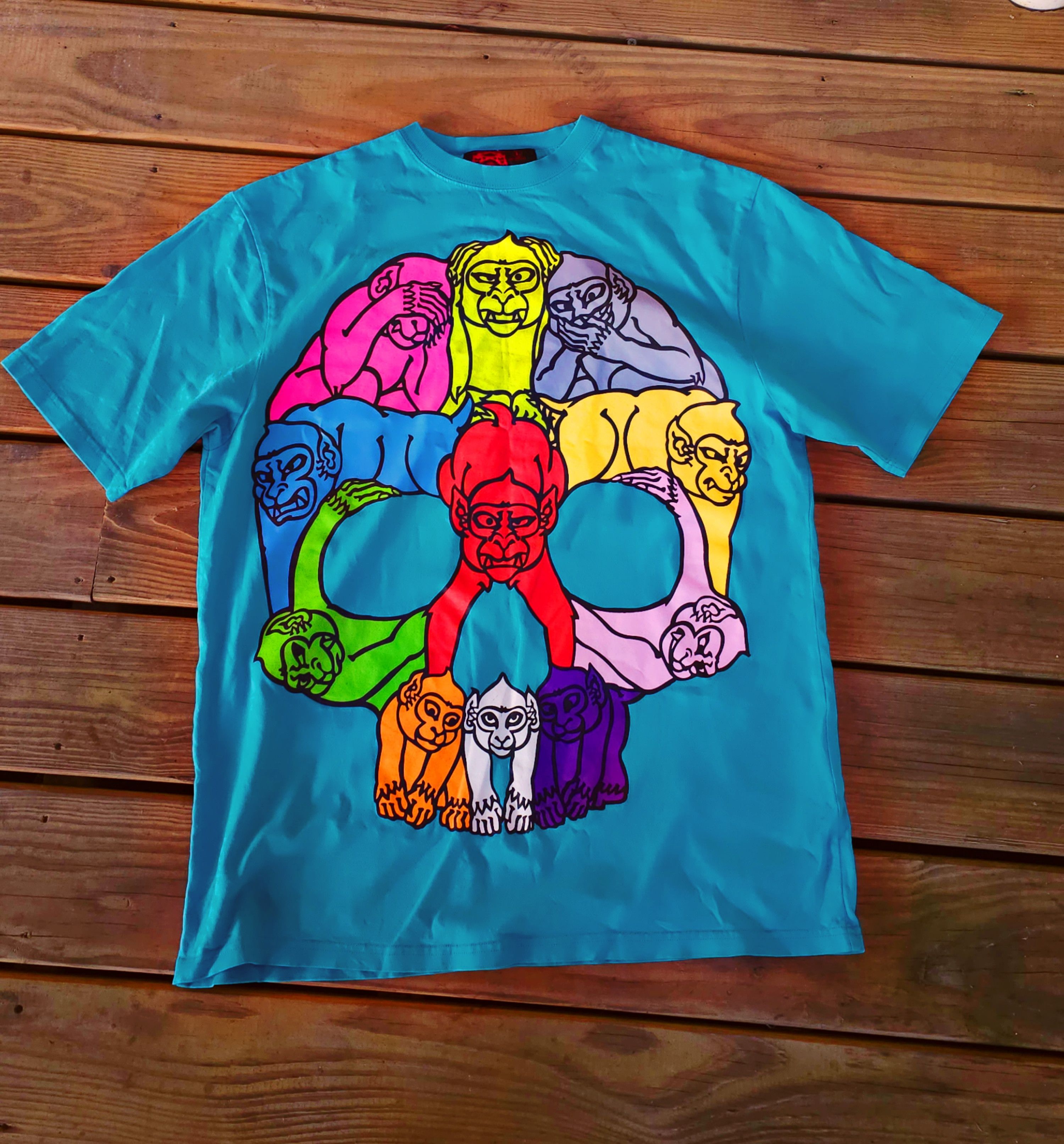 image of Jnco Rmc Martin Ksohoh Monkeys T-Shirt in Blue, Men's (Size Large)