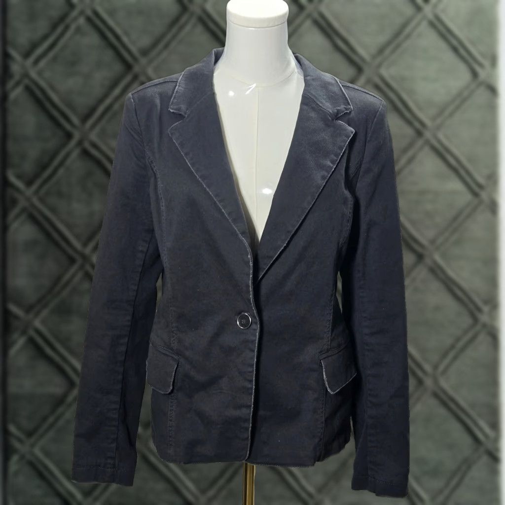 Vintage VINTAGE Peyton Jensen Blazer Womens One Button Gray Size Medium Cropped Jacket Coat Size M / US 6-8 / IT 42-44 - 1 Thumbnail