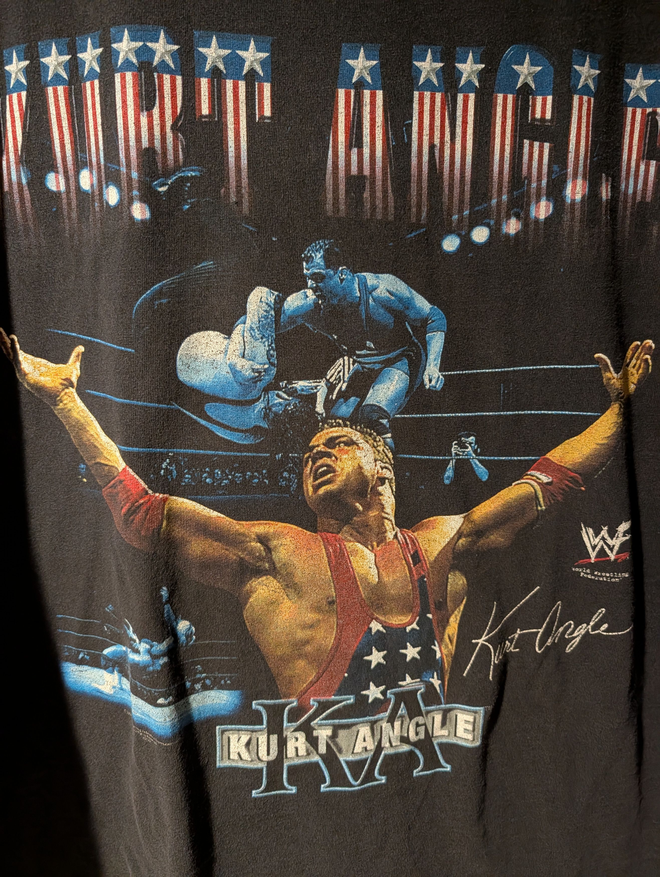 WWE WWF KURT ANGLE IT'S TRUE VINTAGE SHIRT 2001 SIZE LARGE 3XL Size US XXL / EU 58 / 5 - 2 Thumbnail