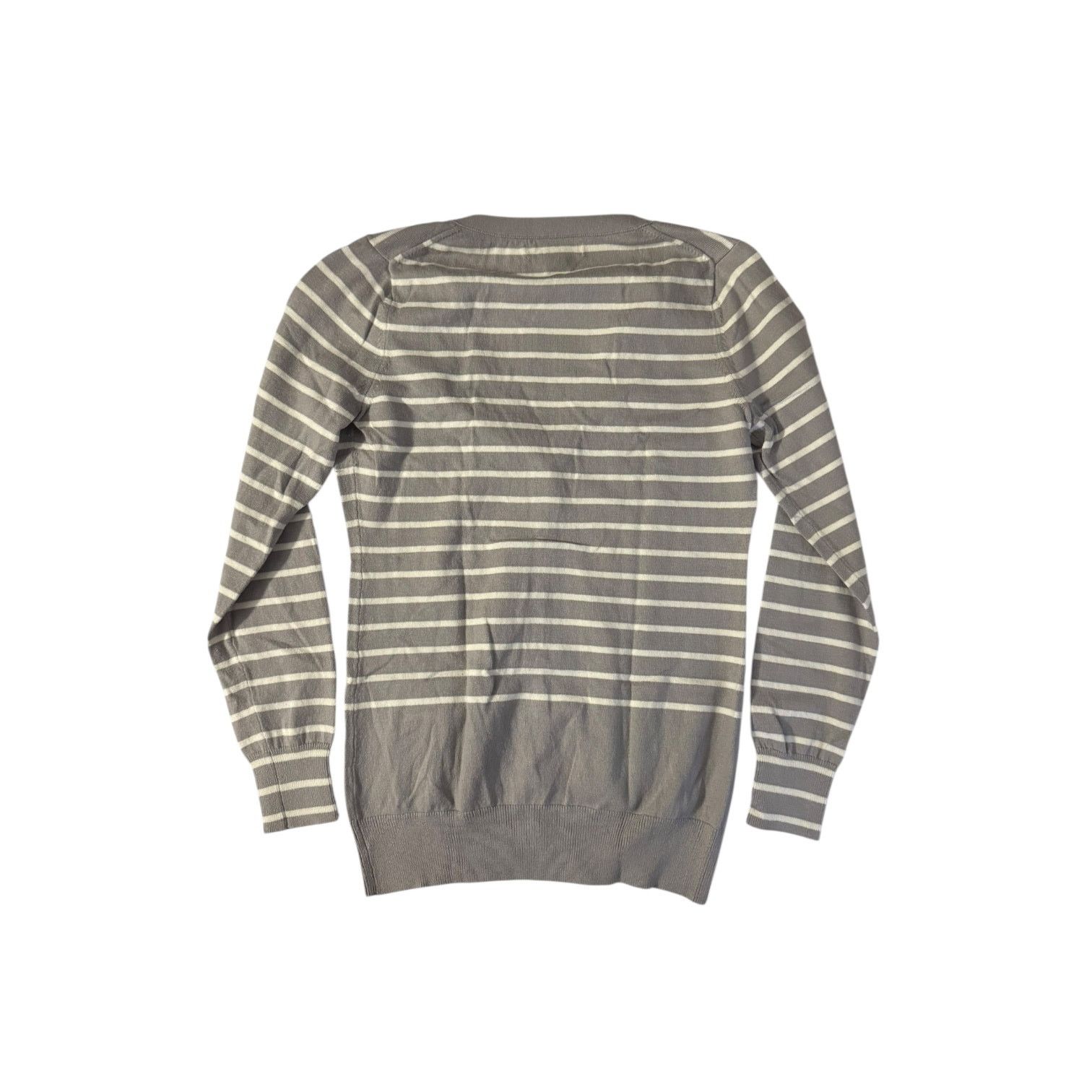 Banana Republic Banana Republic Light Gray White Striped Cardigan Button M Size M / US 6-8 / IT 42-44 - 6 Thumbnail