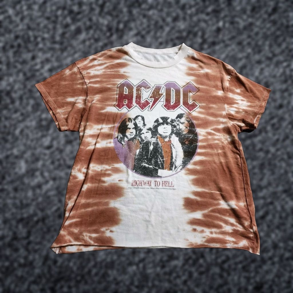Vintage Vintage ACDC Women's S Cropped T-Shirt Band Highway To Hell Tie Dye Oversized Cotton White Size S / US 4 / IT 40 - 1 Thumbnail