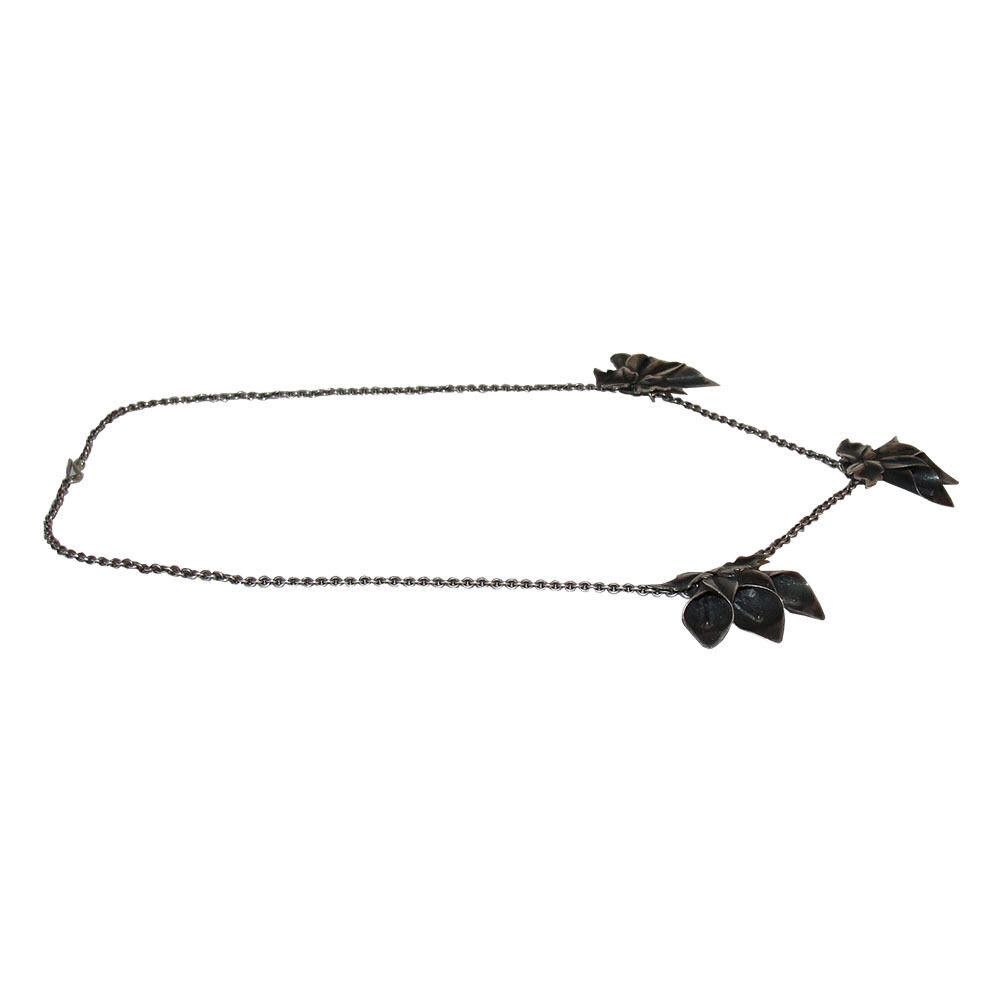Designer Art Nouveau Sterling Triple Flower Stations Necklace Size ONE SIZE - 4 Thumbnail