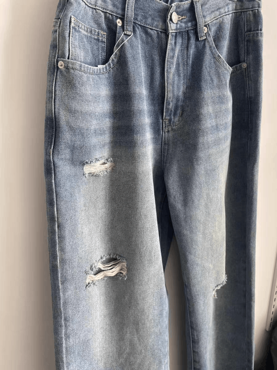 Jean × Vintage washed faded cleanfit ripped damaged yuppie baggy jeans Size US 38 / EU 54 - 11 Thumbnail