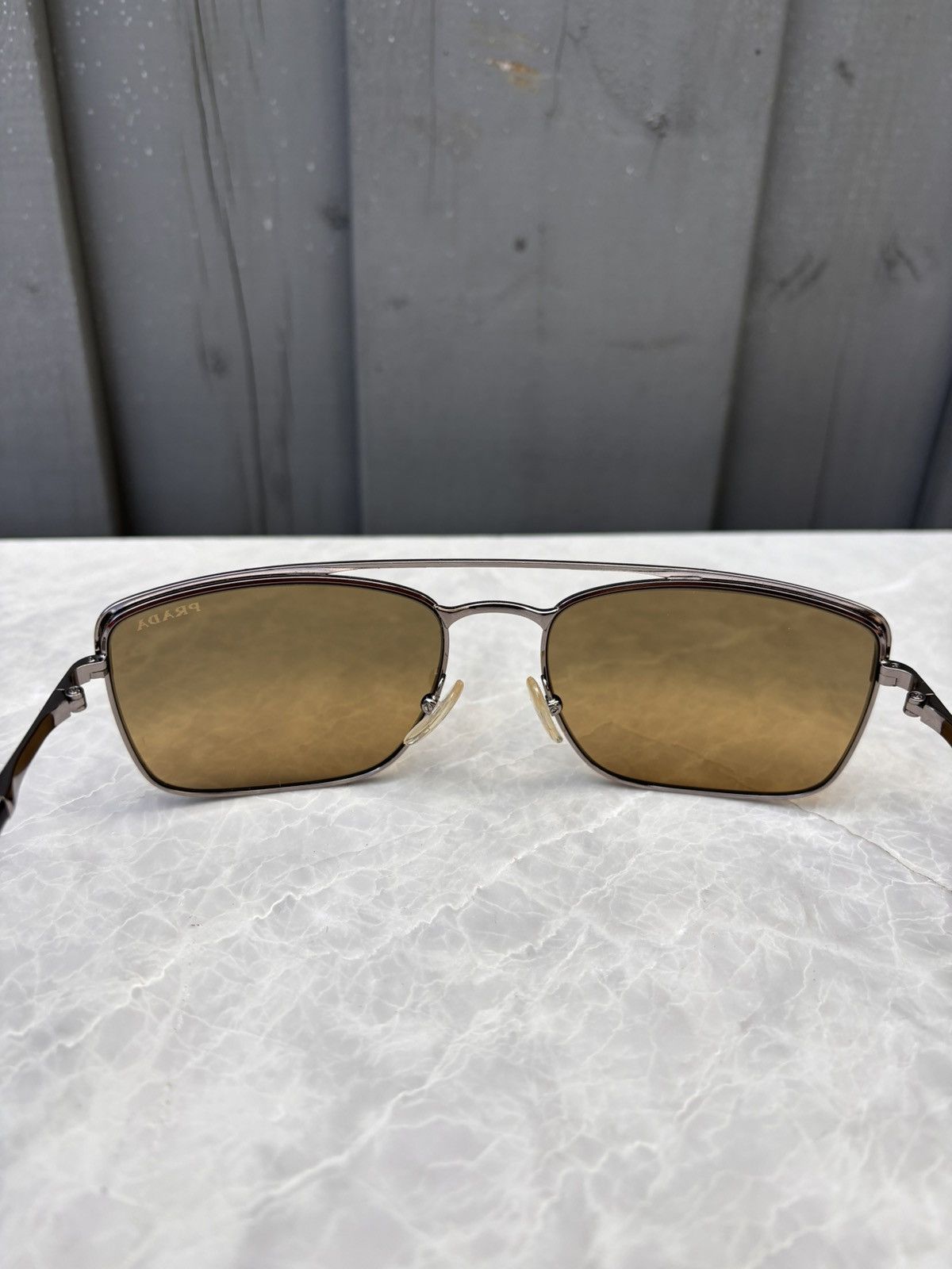 Designer × Prada Prada Sunglasses SPR 50Q Metal Chrome Aviator Wayfarer Bar Size ONE SIZE - 13 Thumbnail