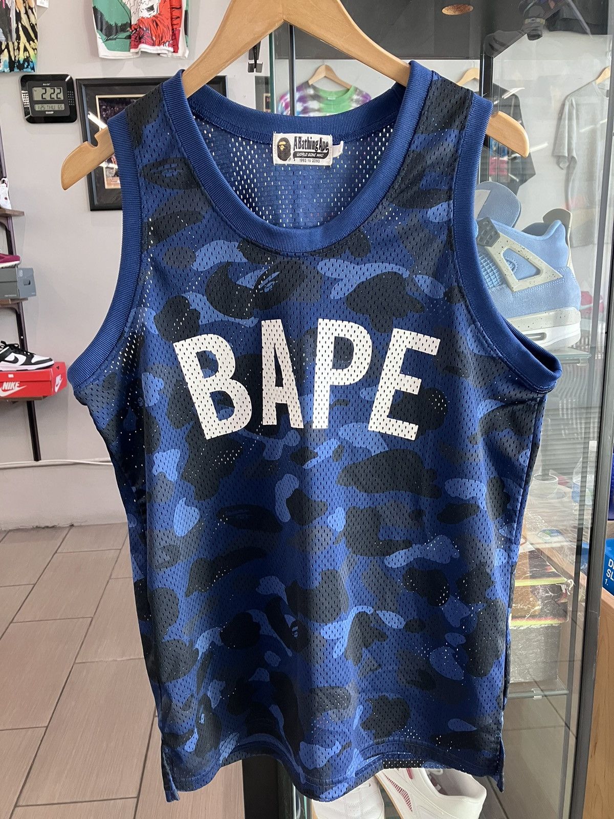 image of Color Camo Bape 93 Mesh Tank Top in Blue, Men's (Size Large)