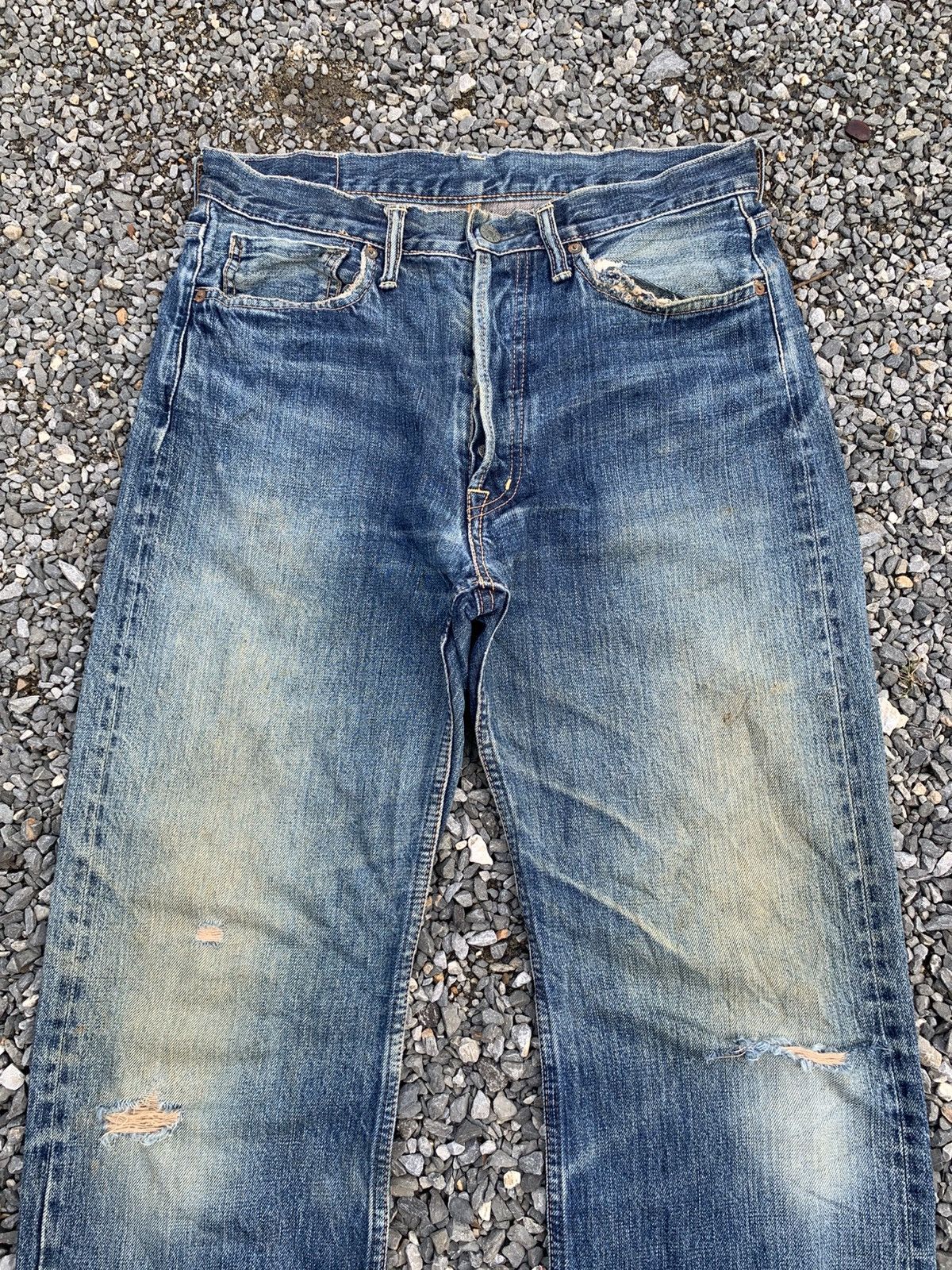 OMNIGOD OMNIGOD 50023 SELVEDGE BUTTON FLY JAPANESE DISTRESSED DENIM Size US 31 - 7 Thumbnail