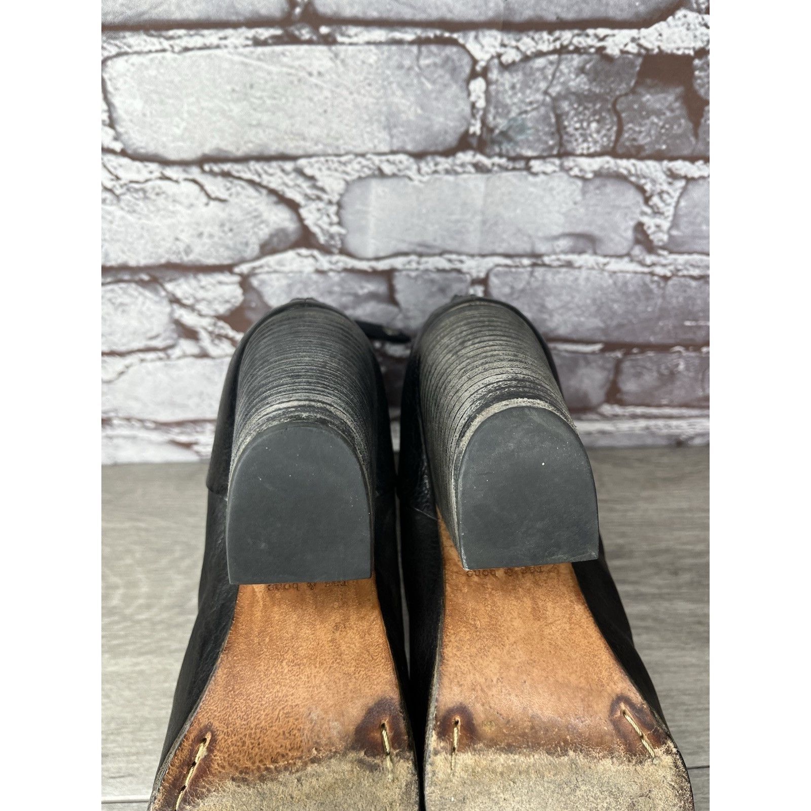 Rag & Bone Rag Bone Newbury Black Leather Stacked Heel Ankle Booties Wo Size US 8 / IT 38 - 21 Thumbnail