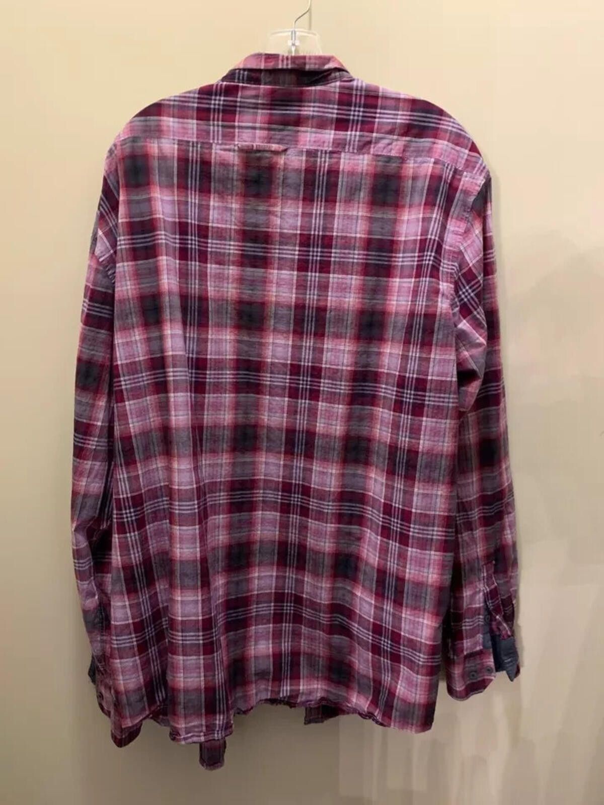 Flag & Anthem Men's 3XL Long Sleeve Red Plaid Button Up Shirt - Cranberry Size US XXL / EU 58 / 5 - 6 Thumbnail
