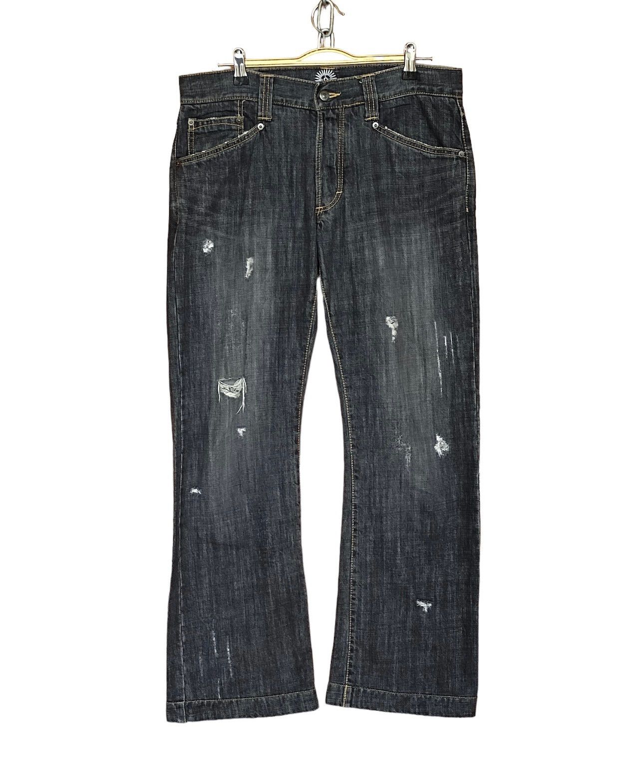 image of Beauty Beast x If Six Was Nine Flare Jeans Epoca Uomo Scrape Shred Design Denim Jeans (Size 32)