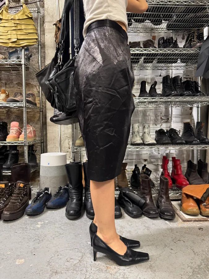 Roberto Cavalli × Vintage Roberto Cavalli Silver Paint Black Skirt Size 28" / US 6 / IT 42 - 4 Thumbnail