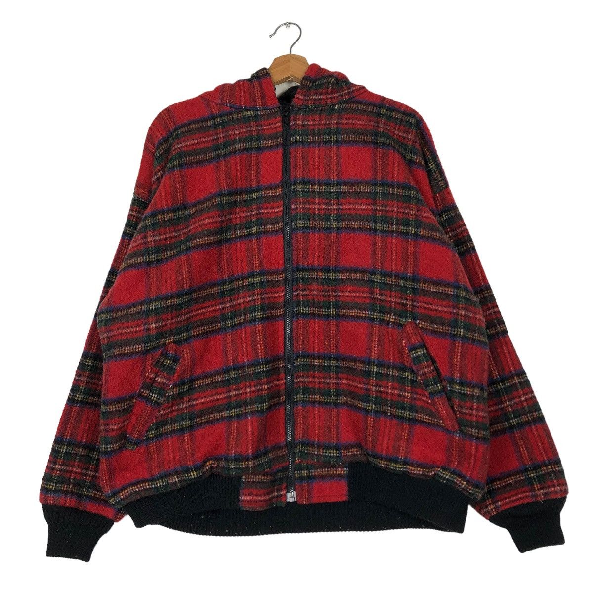 Vintage 🔥VINTAGE WOOL BOMBER JACKET MELTON USA TARTAN DESIGN CHECK Size US L / EU 52-54 / 3 - 1 Thumbnail