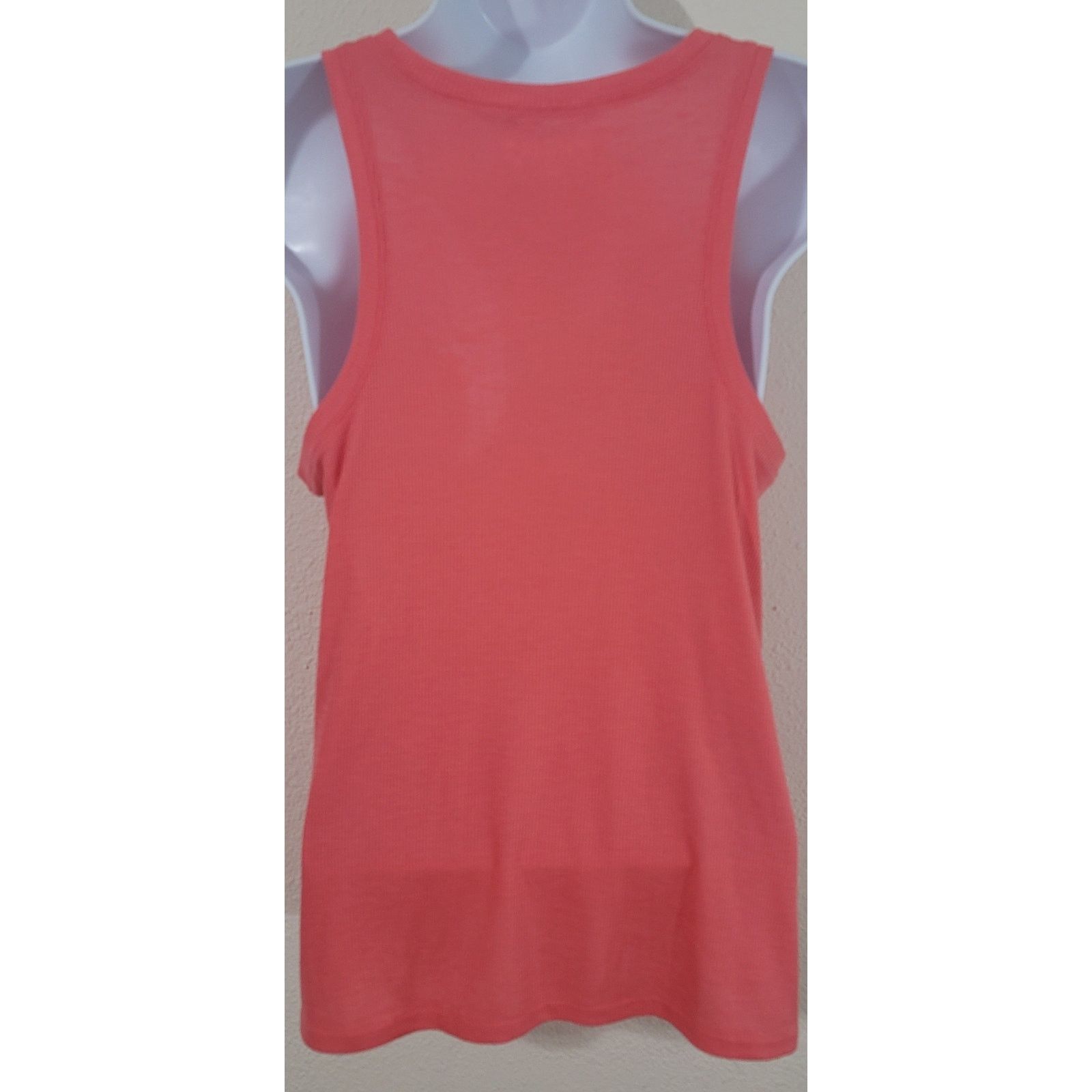 Other Mudd Coral Orange Ribbed Slub Knit Scoop Tank Shirt Small Size S / US 4 / IT 40 - 2 Thumbnail