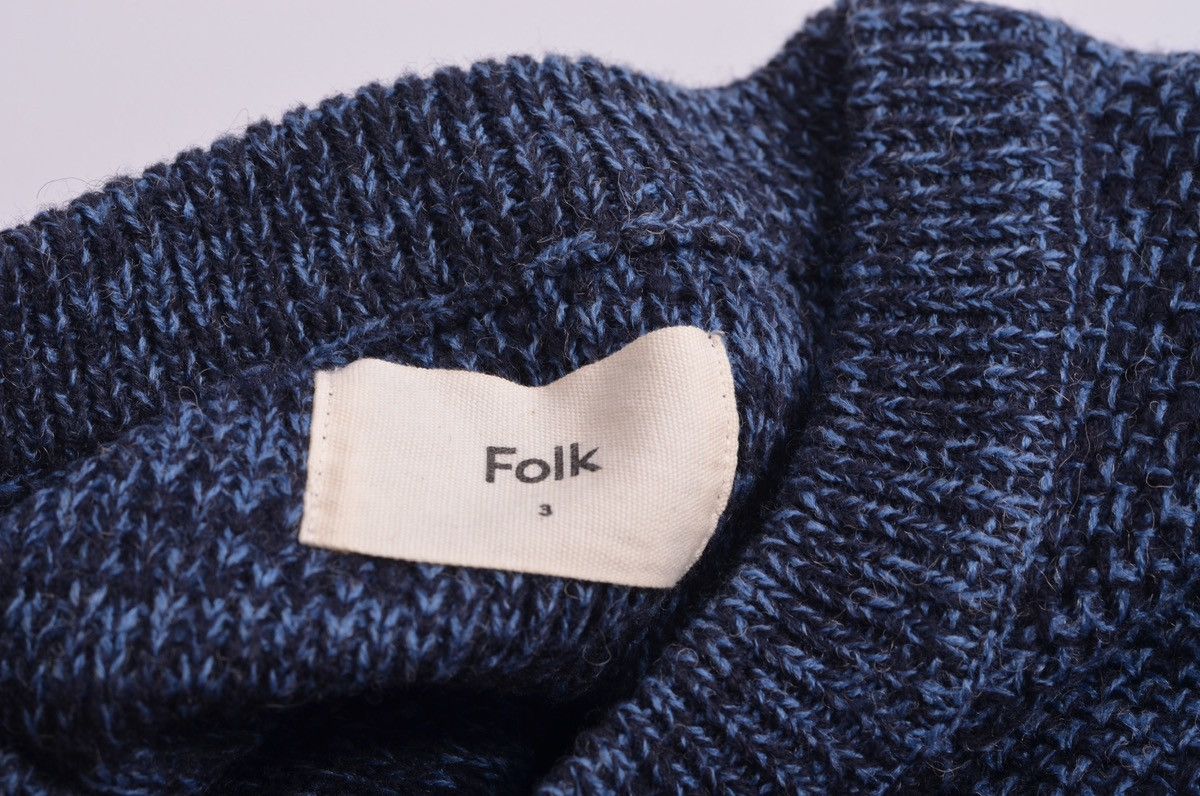 Folk Folk Design Crew Chek Knit Sweater Blue Acrylic Wool Size US L / EU 52-54 / 3 - 4 Thumbnail