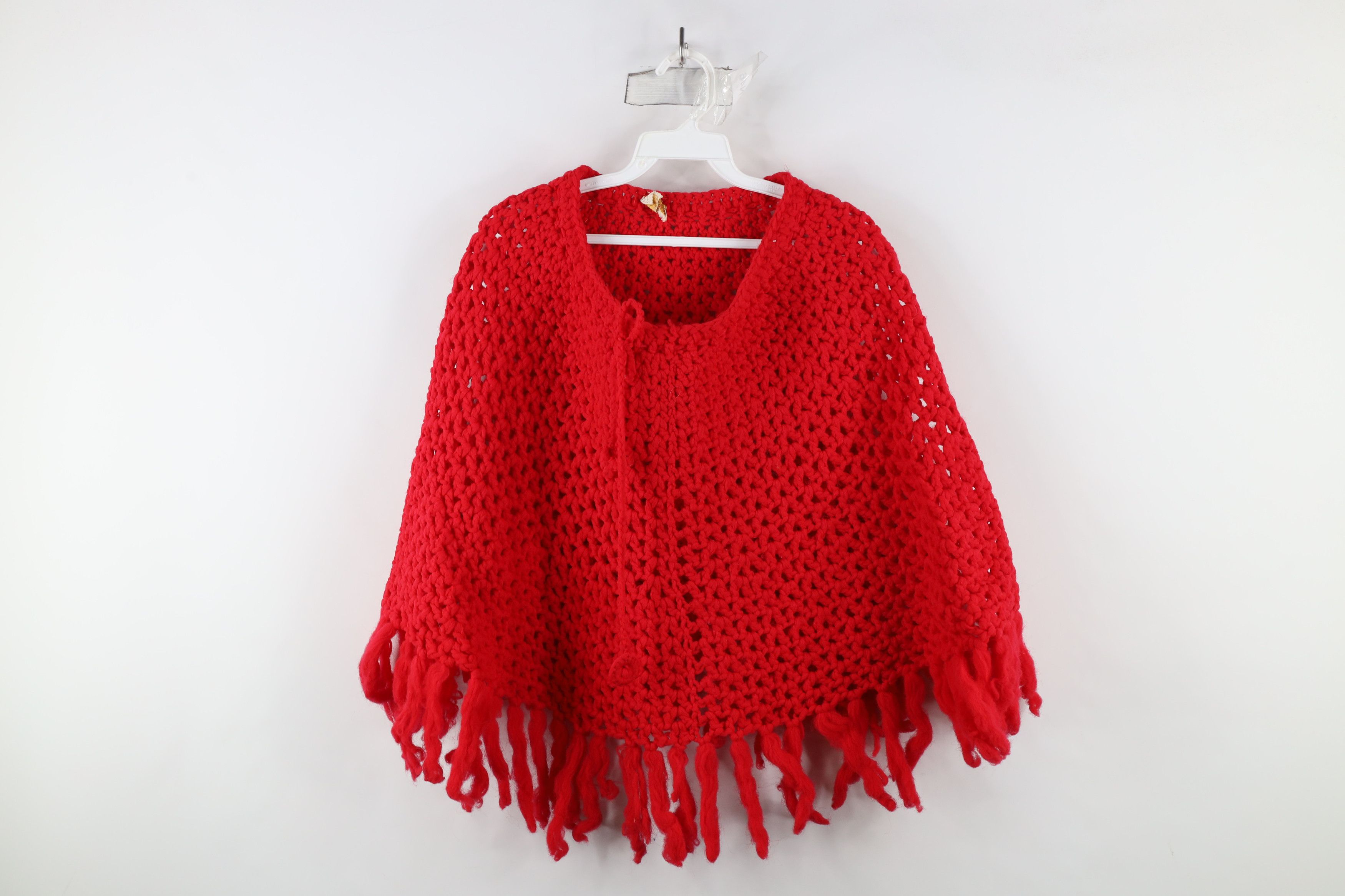 Vintage Vintage 60s 70s Streetwear Fringed Poncho Sweater USA Size ONE SIZE - 1 Thumbnail