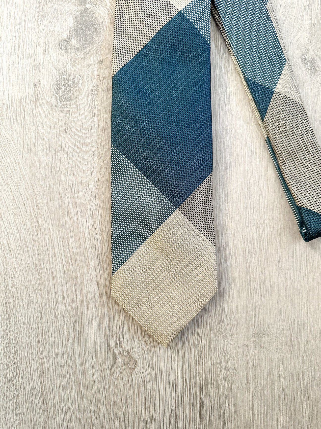 Drake's Drake's Michael J. Drake Grenadine Silk Teal Grey Tie Size ONE SIZE - 2 Thumbnail