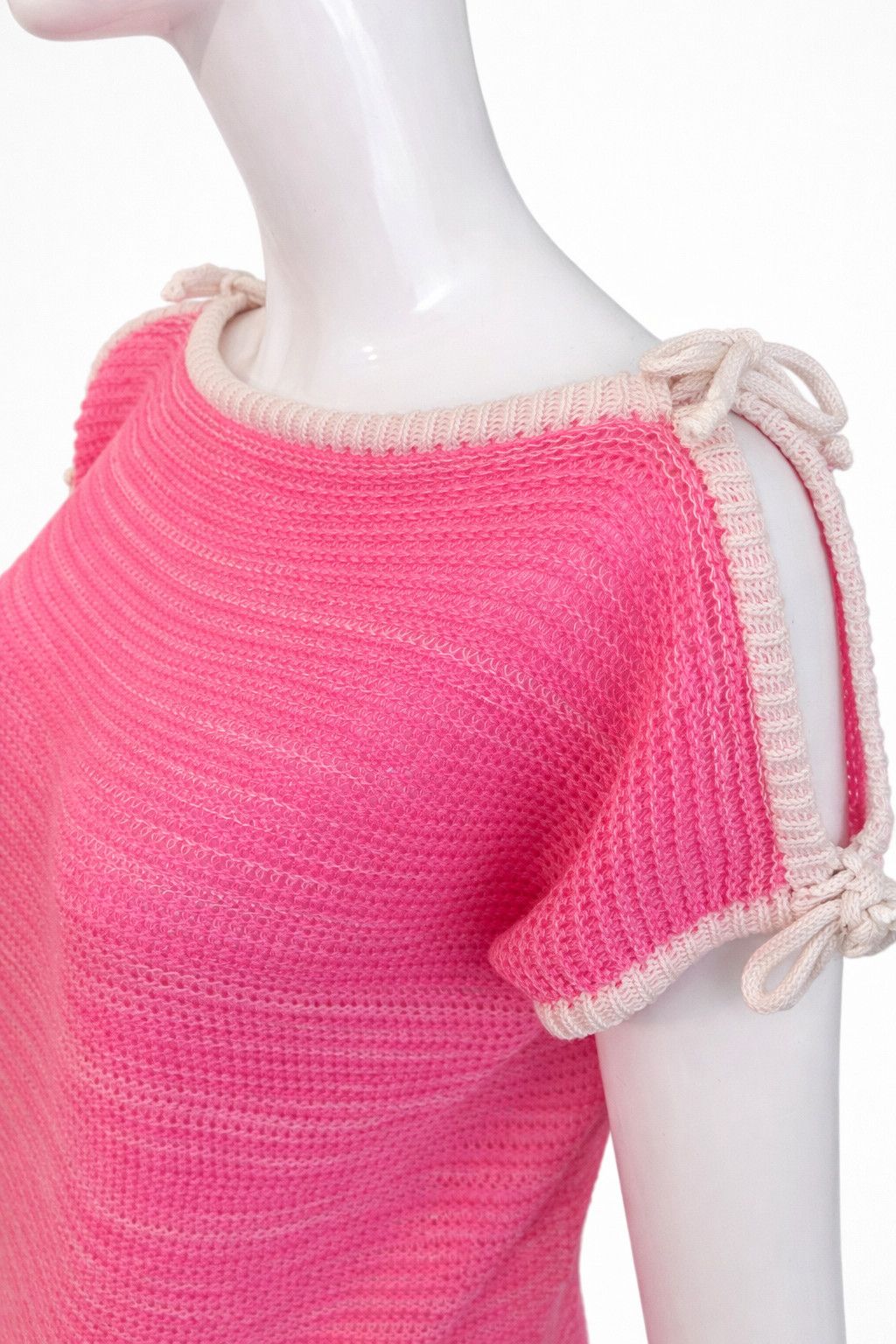 Courreges Courrèges Pink Knit Top - Crochet Logo Monogram Tee Pullover Size M / US 6-8 / IT 42-44 - 4 Thumbnail