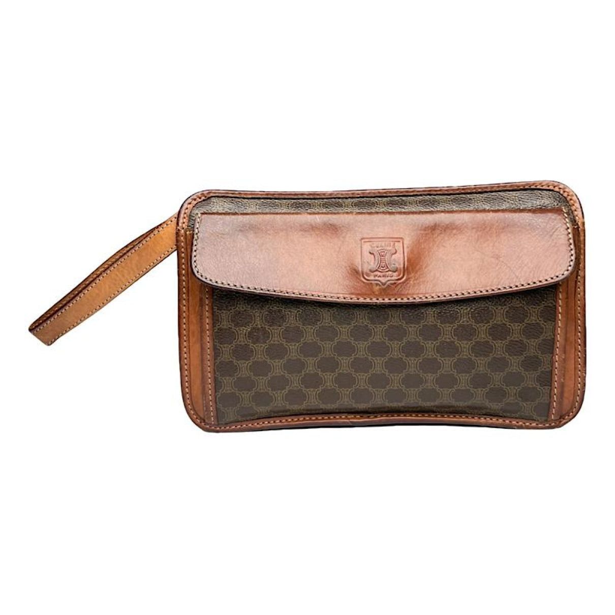Celine Triomphe Vintage Brown Leather Clutch Bag Size ONE SIZE - 1 Thumbnail