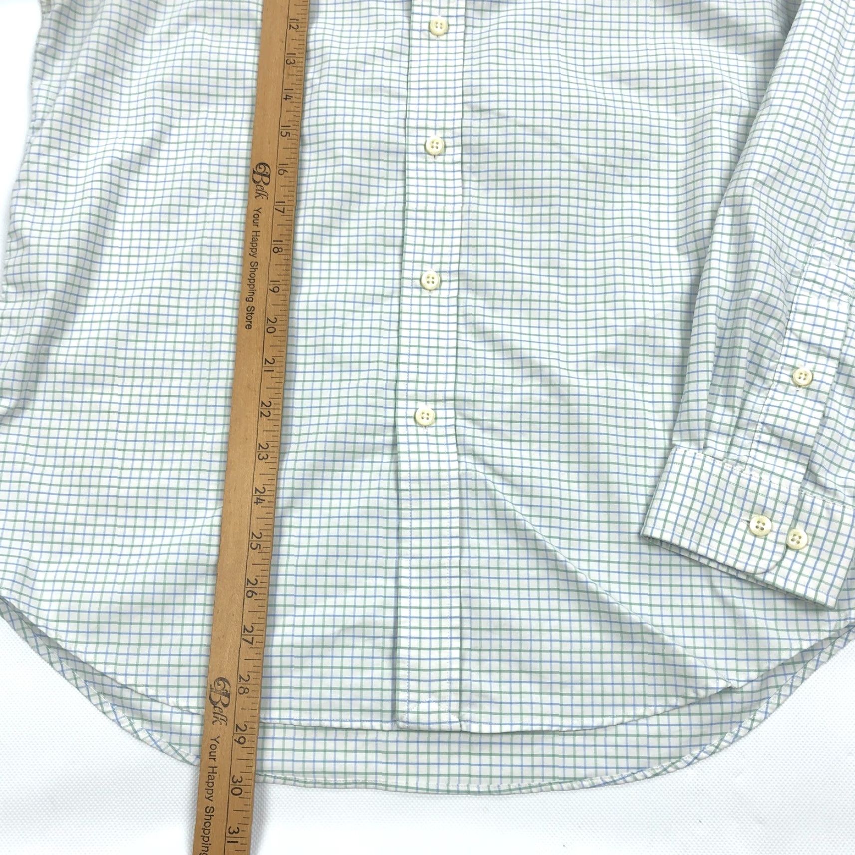 Ralph Lauren Ralph Lauren Performance Men's M White Green Blue Check Button-Down Shirt Size US M / EU 48-50 / 2 - 5 Thumbnail
