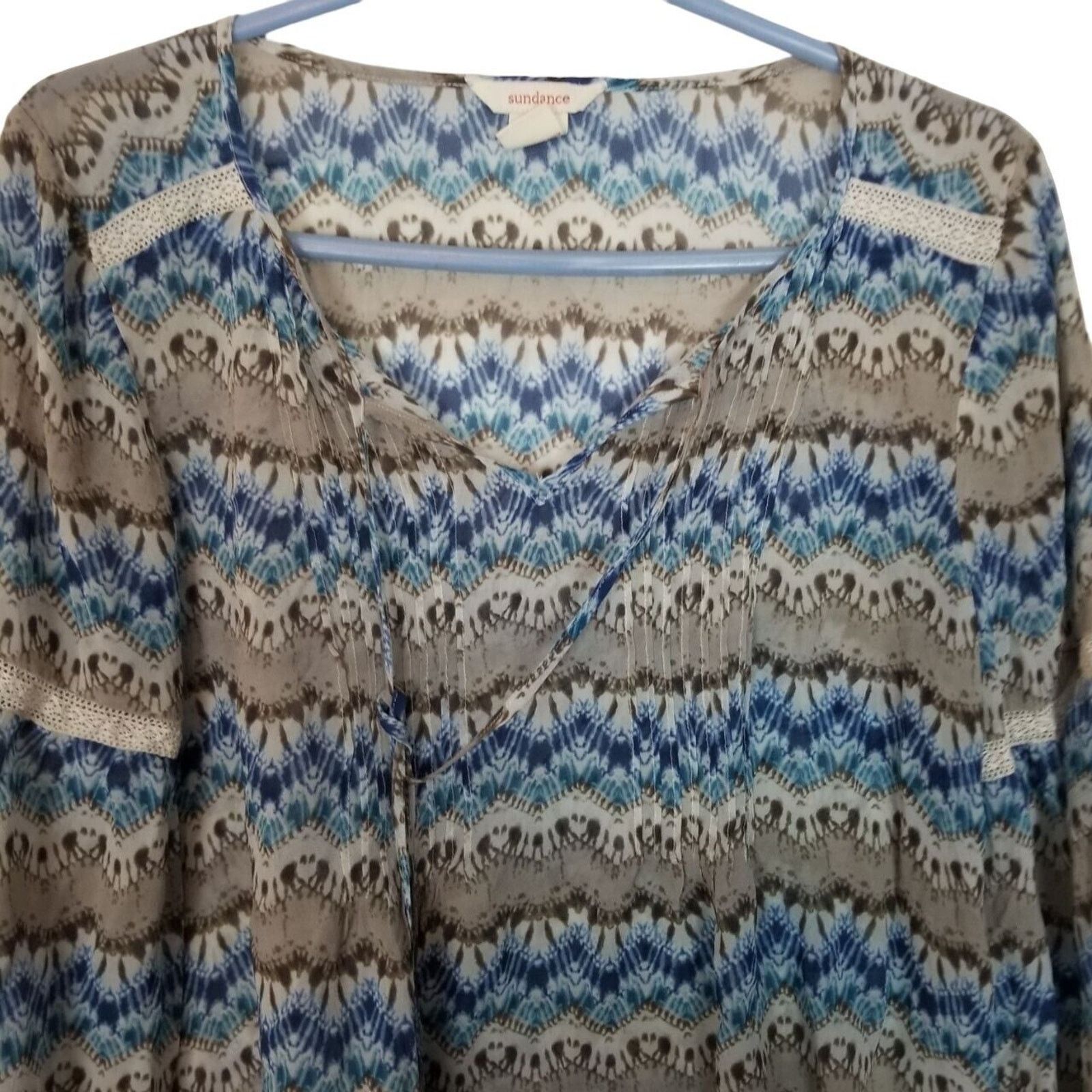 Sundry Sundance Womens Earth Meets Sky 100% Silk Boho Tasseled Size L / US 10 / IT 46 - 3 Thumbnail