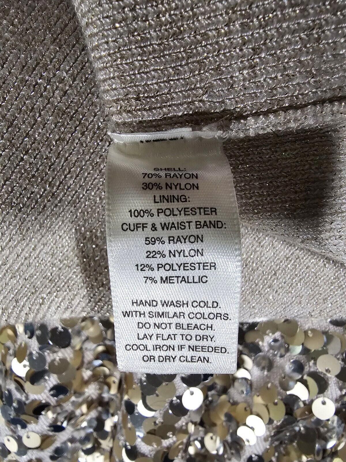 Designer White House Black Market Sequin Holiday Sweater M Full Zip Size M / US 6-8 / IT 42-44 - 8 Thumbnail