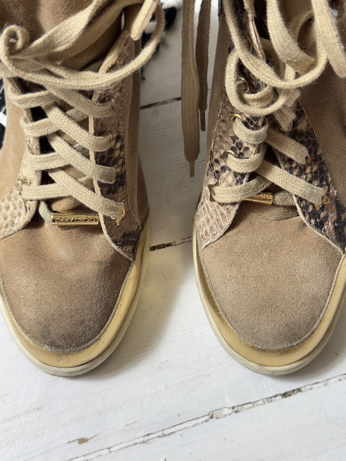 Jimmy Choo VINTAGE JIMMY CHOO BECKETT HIGH PLATFORM SNEAKERS SHOES Size US 10 / IT 40 - 9 Thumbnail
