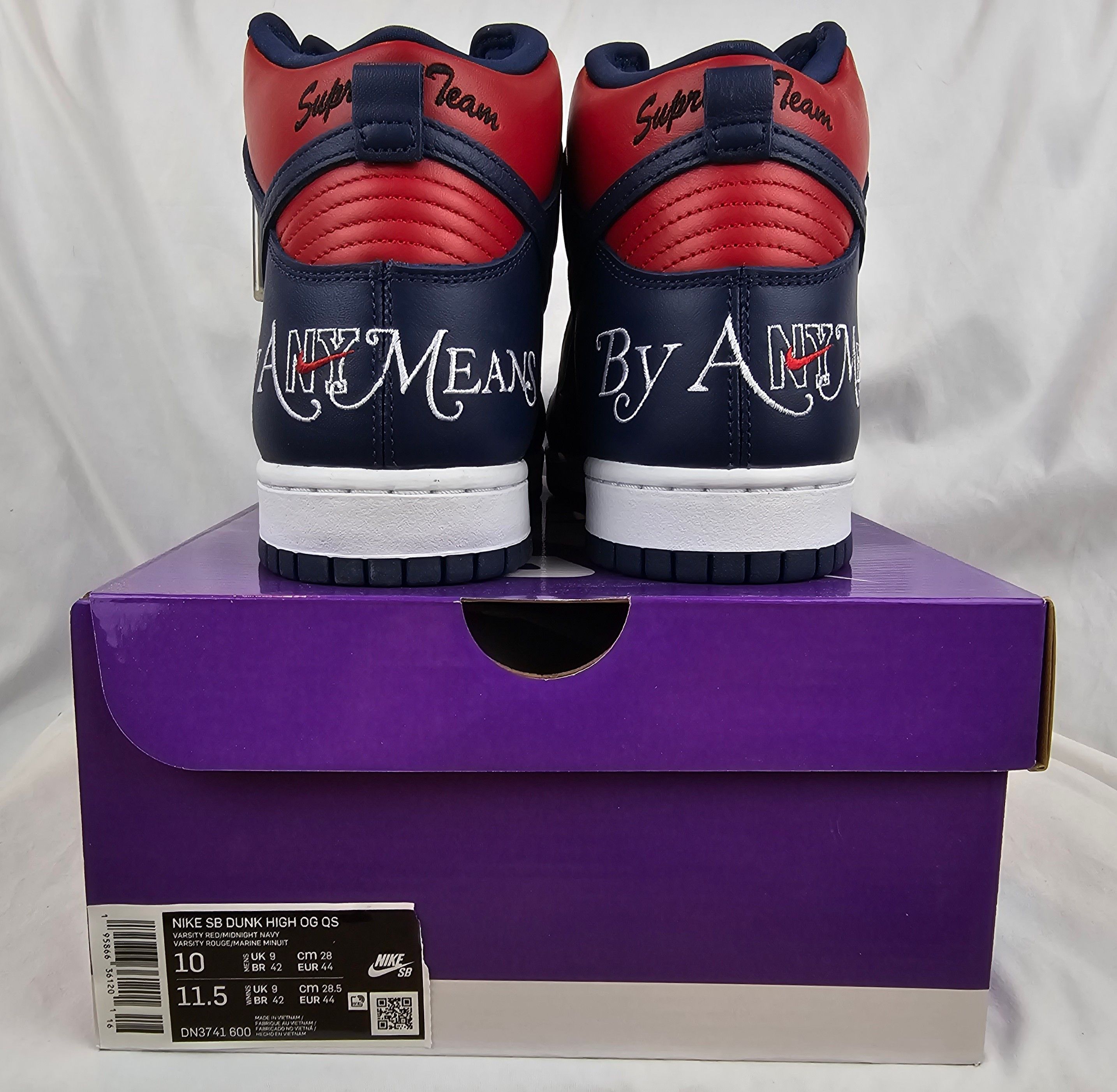 Nike × Supreme Supreme x Nike SB Dunk High "By Any Means" Navy Red Men's Size US 10 / EU 43 - 9 Thumbnail