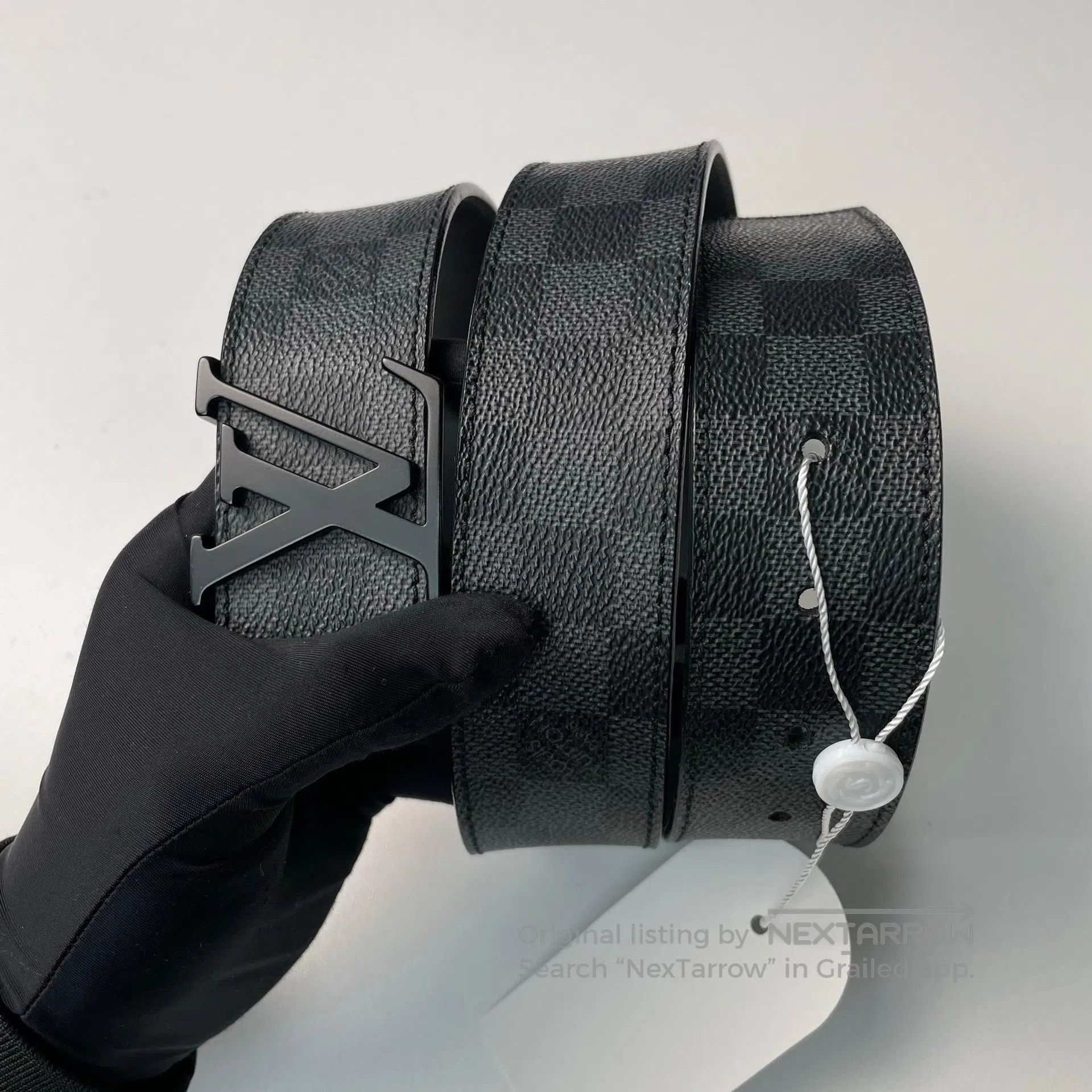 Louis Vuitton Louis Vuitton size 85 Black checkered letter leather belt| Size ONE SIZE - 6 Thumbnail