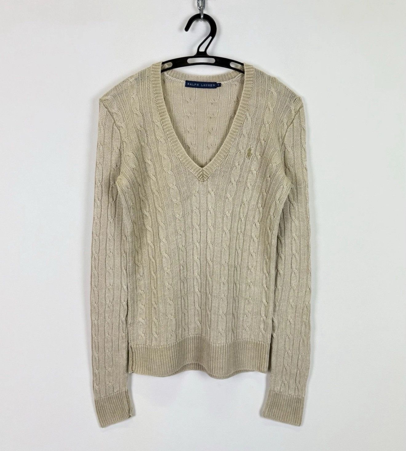 Ralph Lauren Ralph Lauren Linen Cable Knit V-neck Sweater Women’s Size S Size S / US 4 / IT 40 - 1 Thumbnail