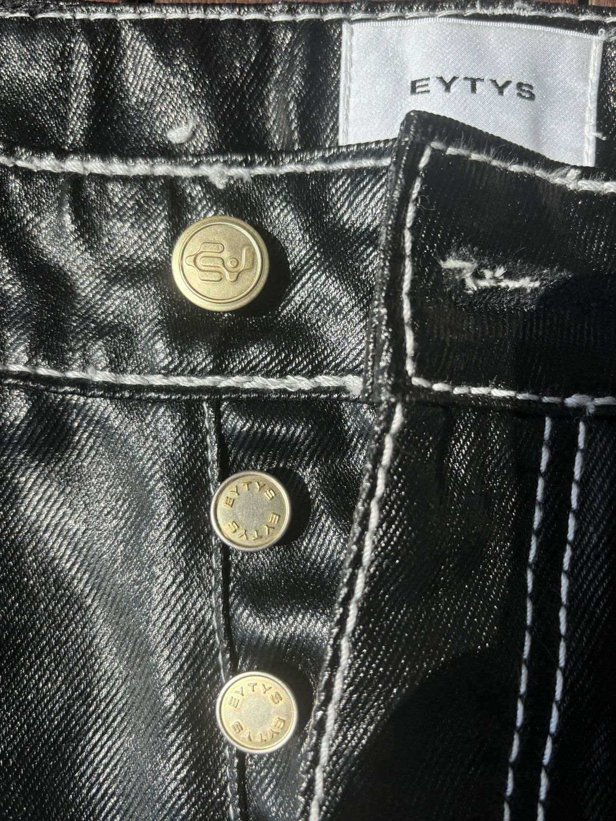 Eytys EYTYS Black Faux Leather Orion Statement Jeans Size US 31 - 4 Thumbnail