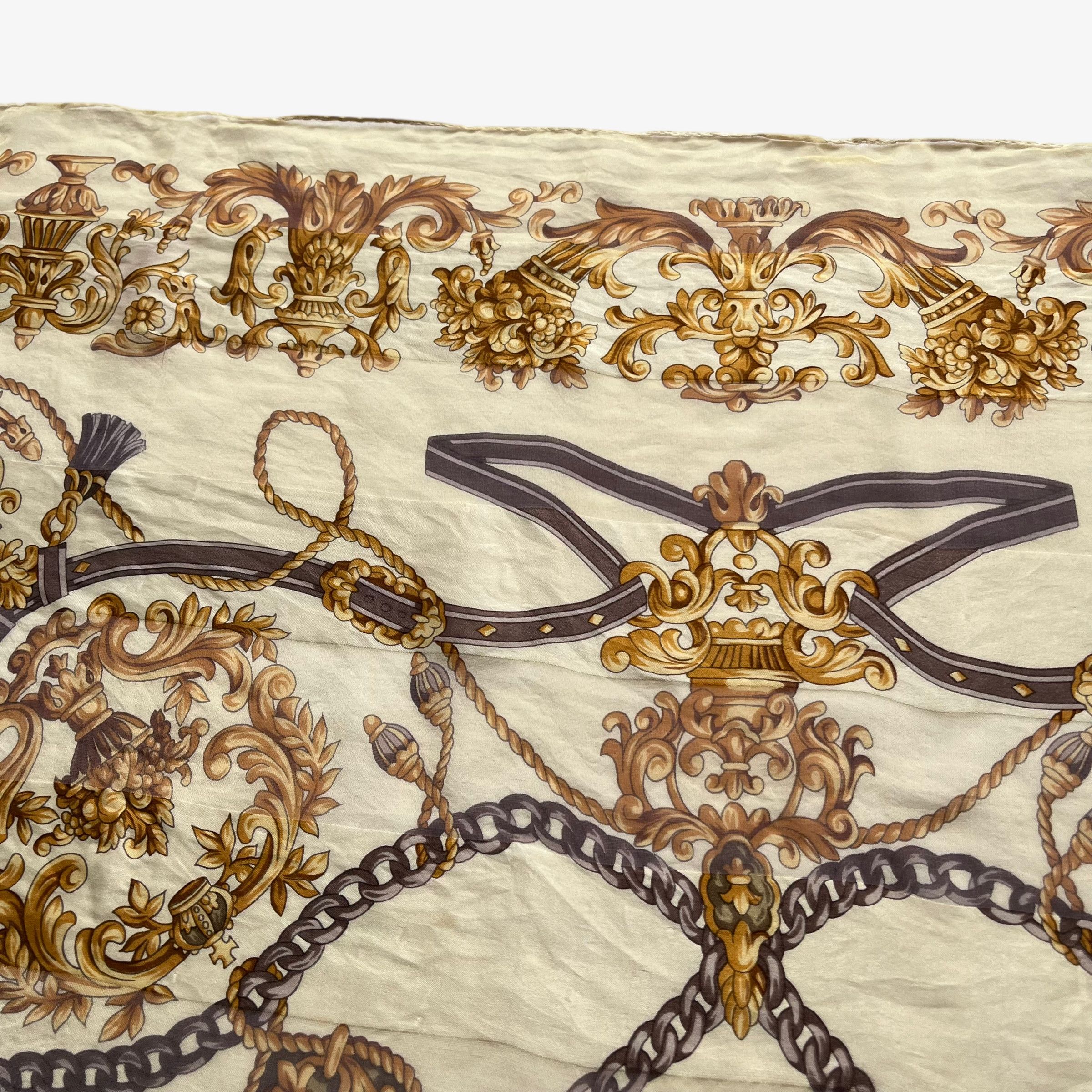 Balmain Vintage 90s Pierre Balmain Baroque Equestrian Silk Scarf Size ONE SIZE - 4 Thumbnail