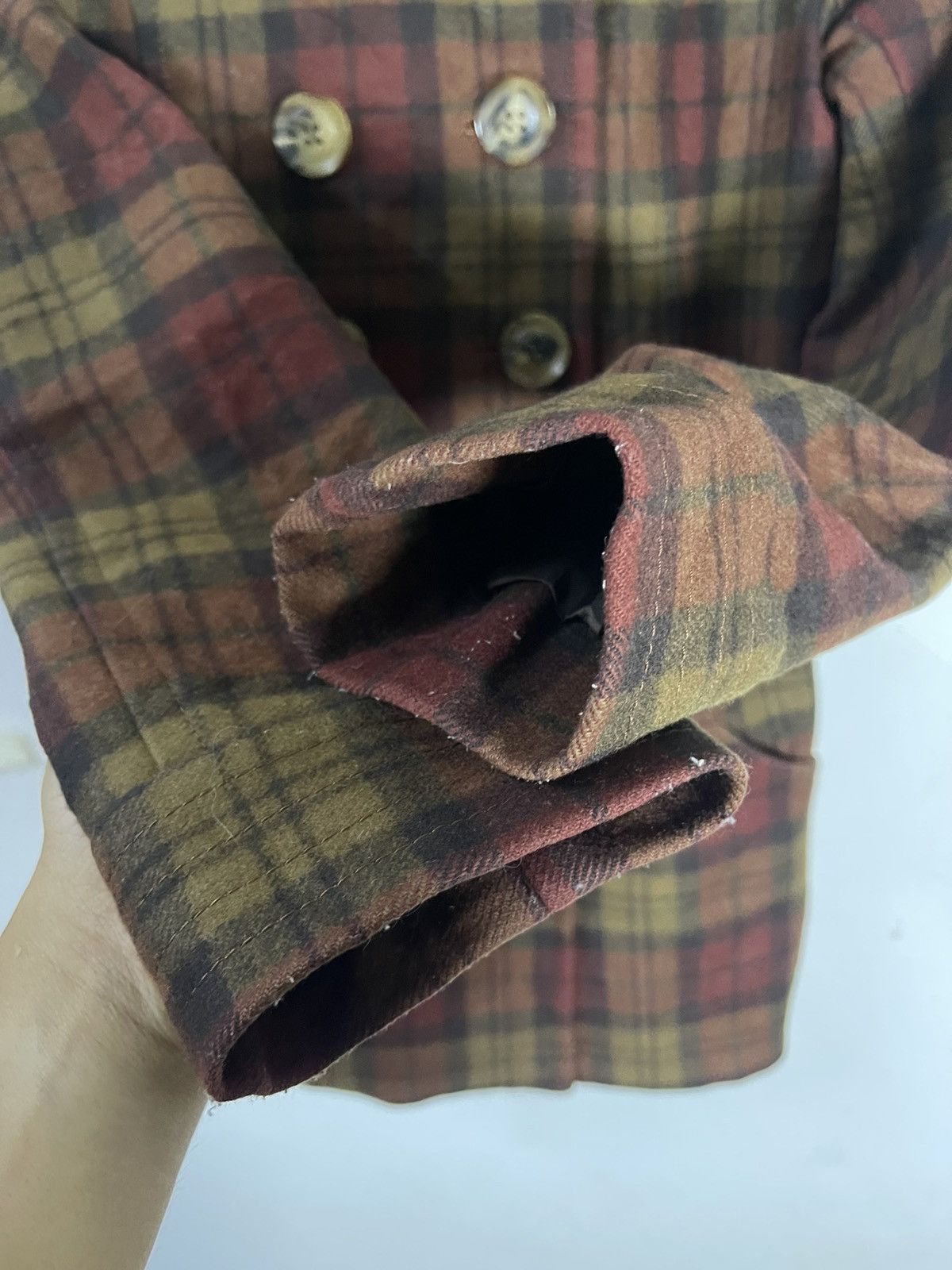 Japanese Brand Peyton Place Plaid Wool Blend Trench Coat Rabbit Fur Collar Size S / US 4 / IT 40 - 6 Thumbnail