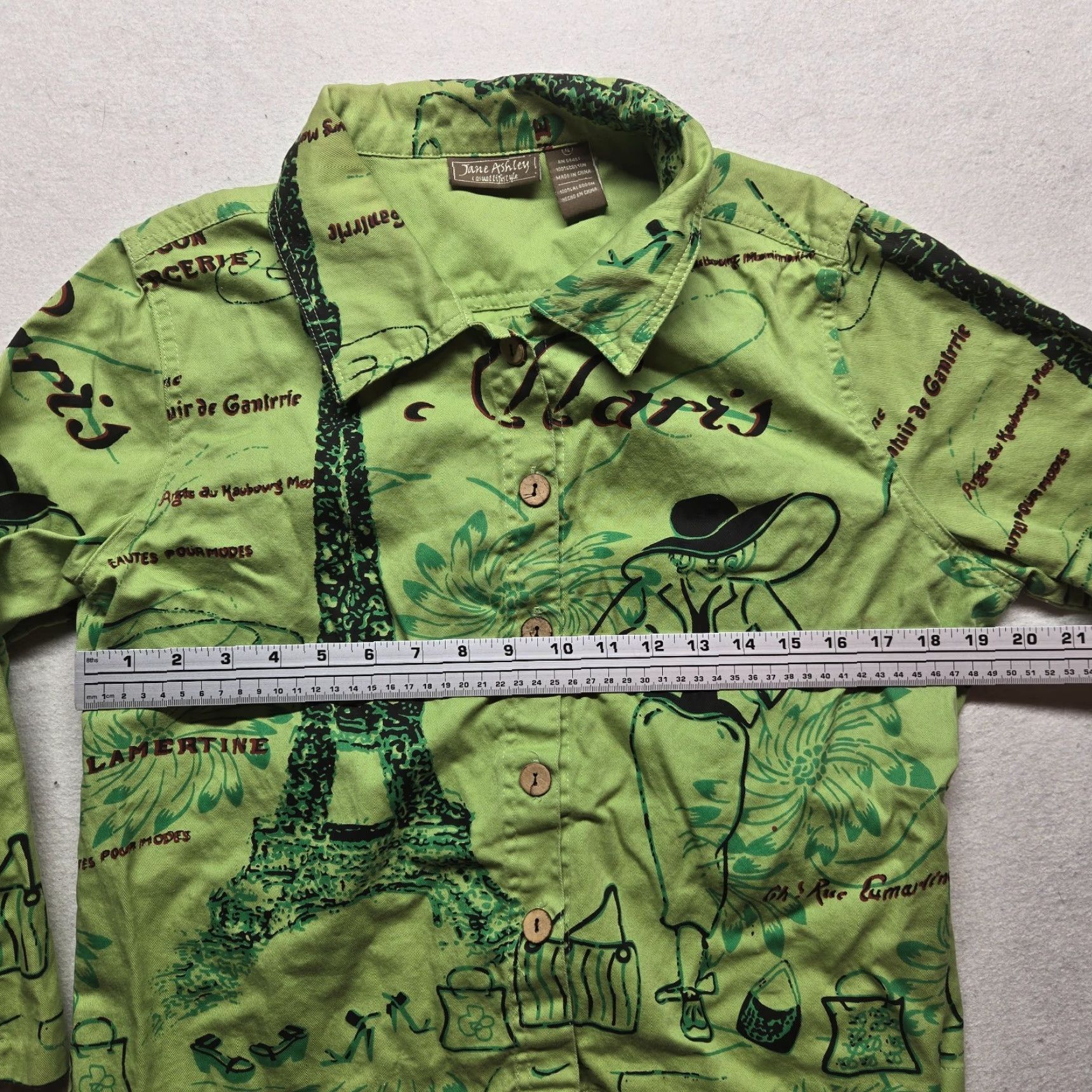 Vintage VINTAGE Jane Ashley Shirt Women's XL Green Travel Scene Button Up Over Coat Blouse Beach 90s Mens Womens Girls? Size XL / US 12-14 / IT 48-50 - 4 Thumbnail