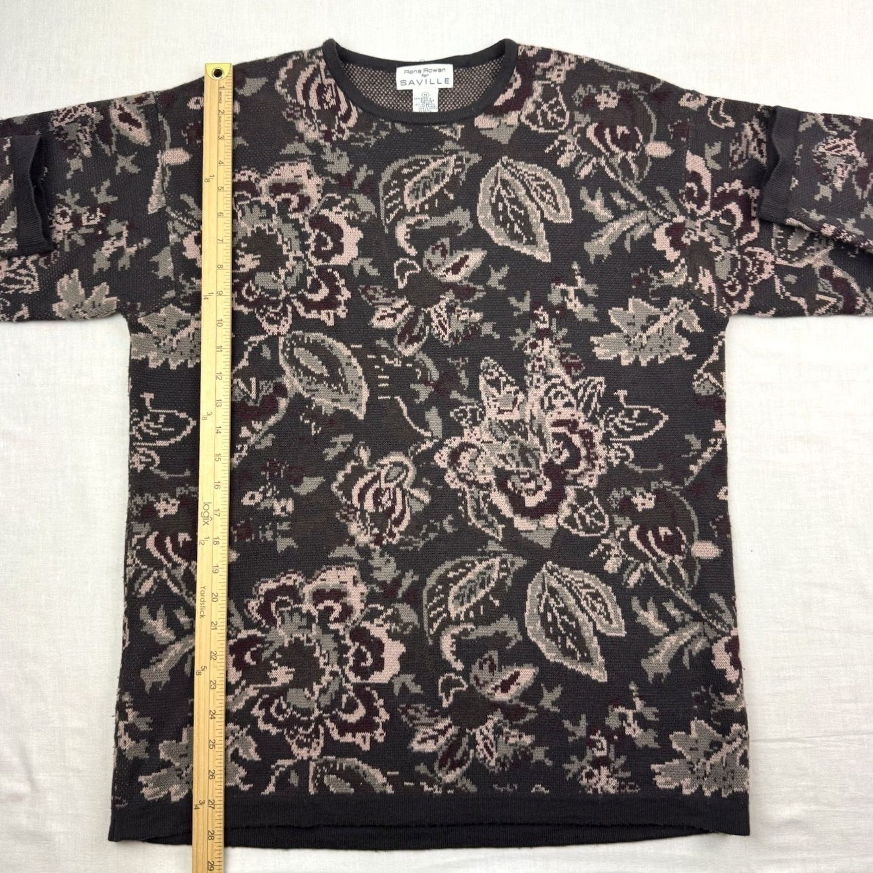 Vintage VINTAGE Rena Rowan Sweater Womens Medium Floral Knit 90s 80s Size M / US 6-8 / IT 42-44 - 3 Thumbnail