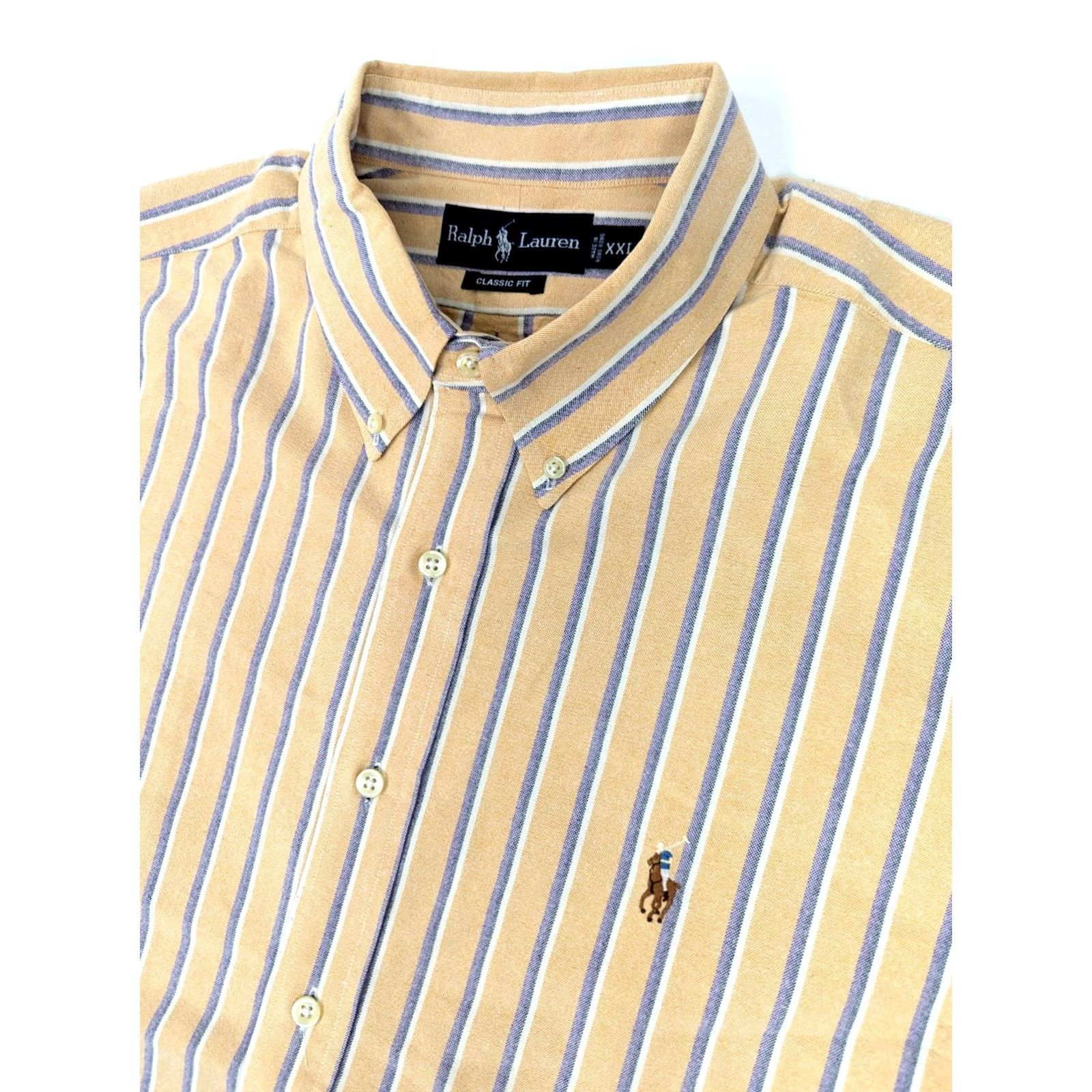 Ralph Lauren Ralph Lauren Polo Shirt Men 2XL Classic Striped Pastel Yellow Blue White Button-Up Size US XXL / EU 58 / 5 - 2 Thumbnail
