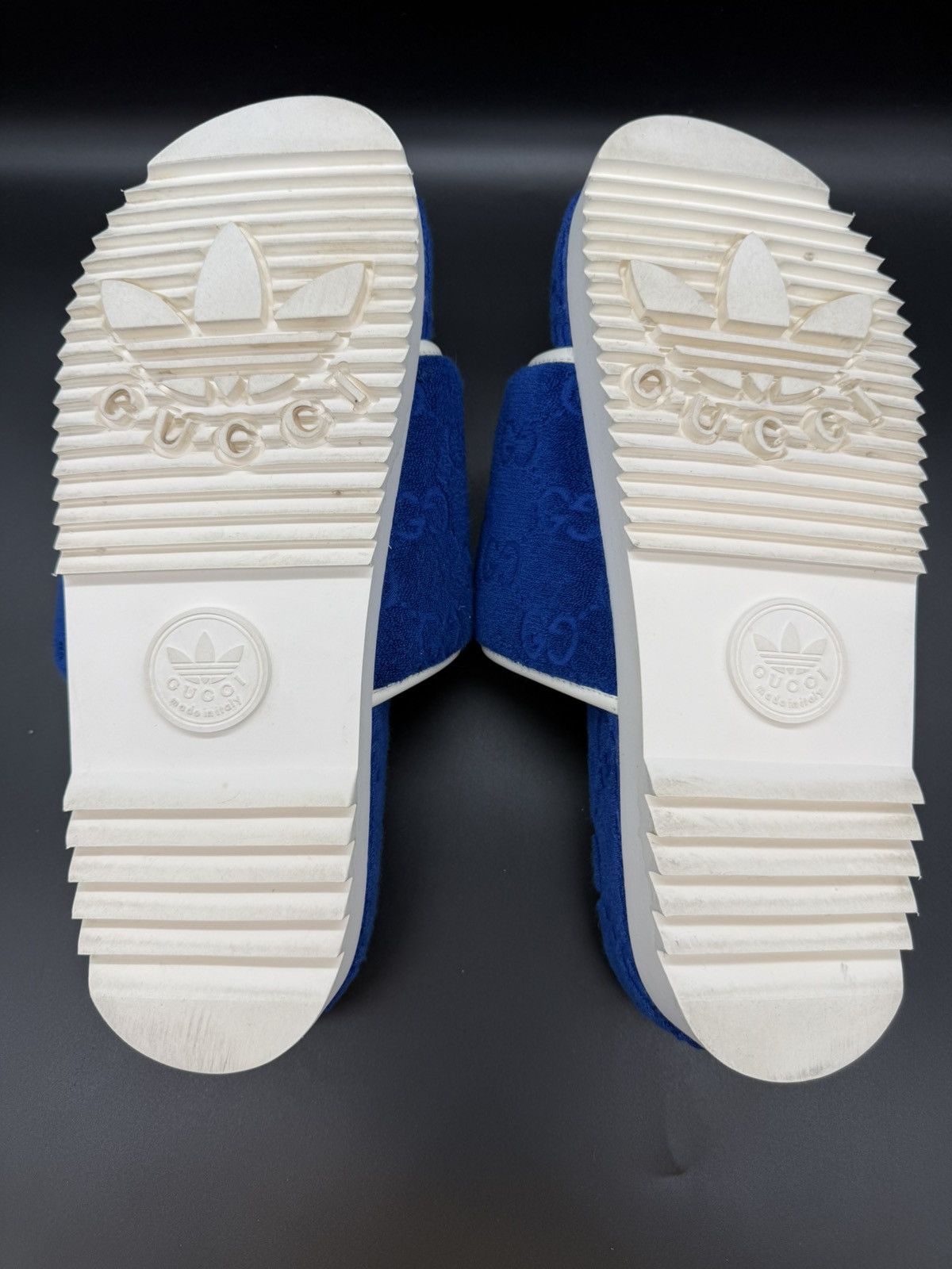 Adidas × Gucci Gucci x Adidas Magic Sponge Platform Slide Blue/White Size US 12 / EU 45 - 10 Thumbnail