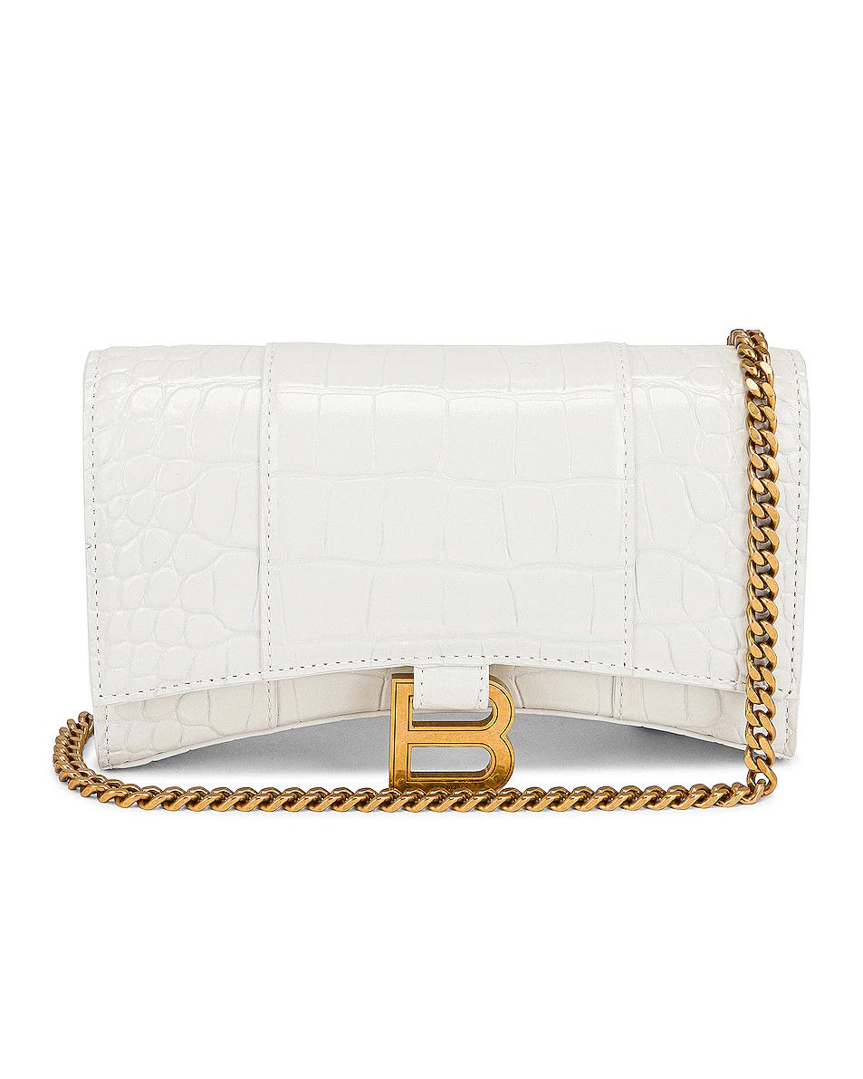 Balenciaga o1srvl11e0426 Size: OS/ Hourglass Wallet on Chain Bag White Size ONE SIZE - 1 Thumbnail