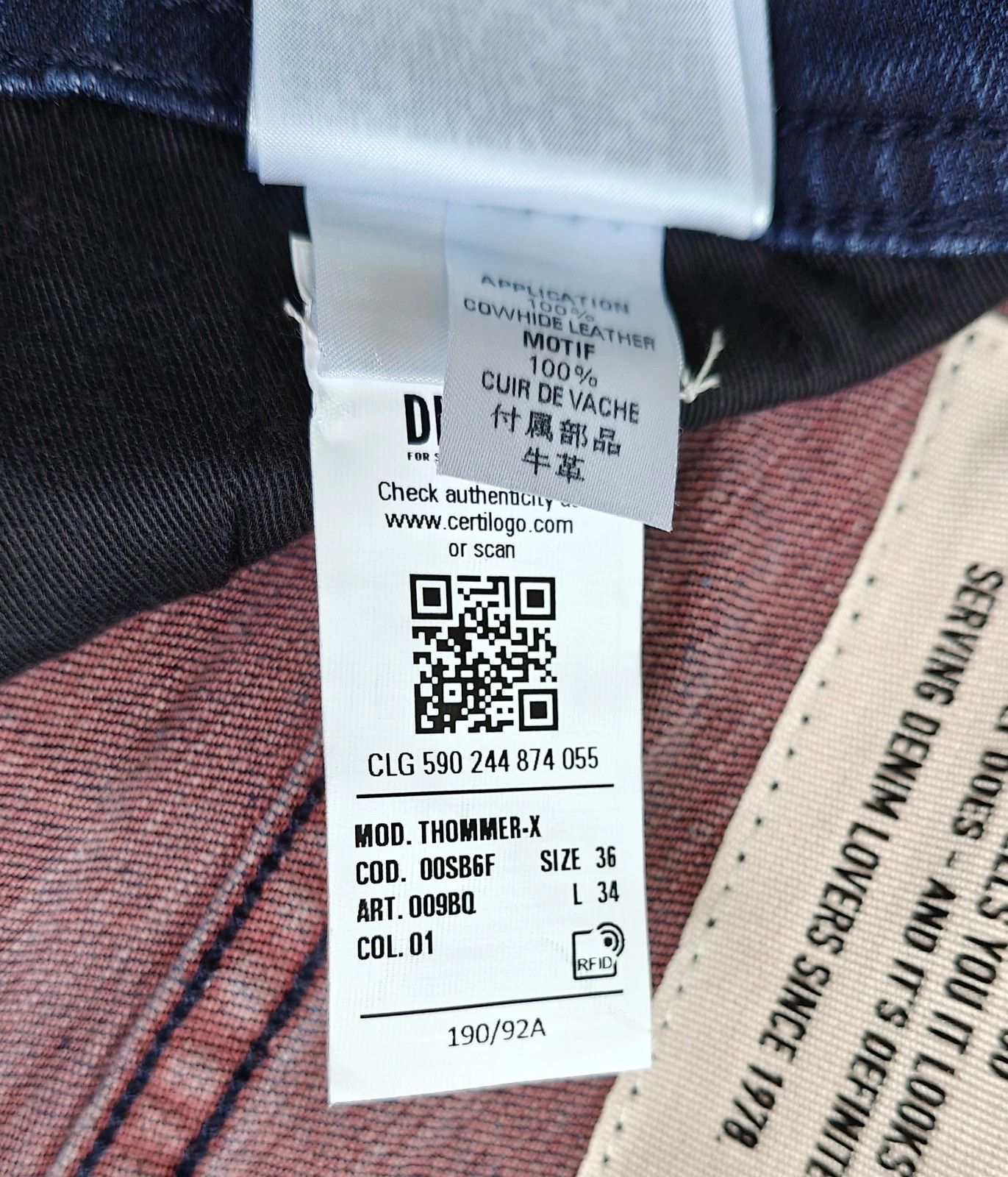 Diesel Diesel THOMMER-X L.34 MENS JEANS SLTP/9521 Size US 36 / EU 52 - 9 Thumbnail
