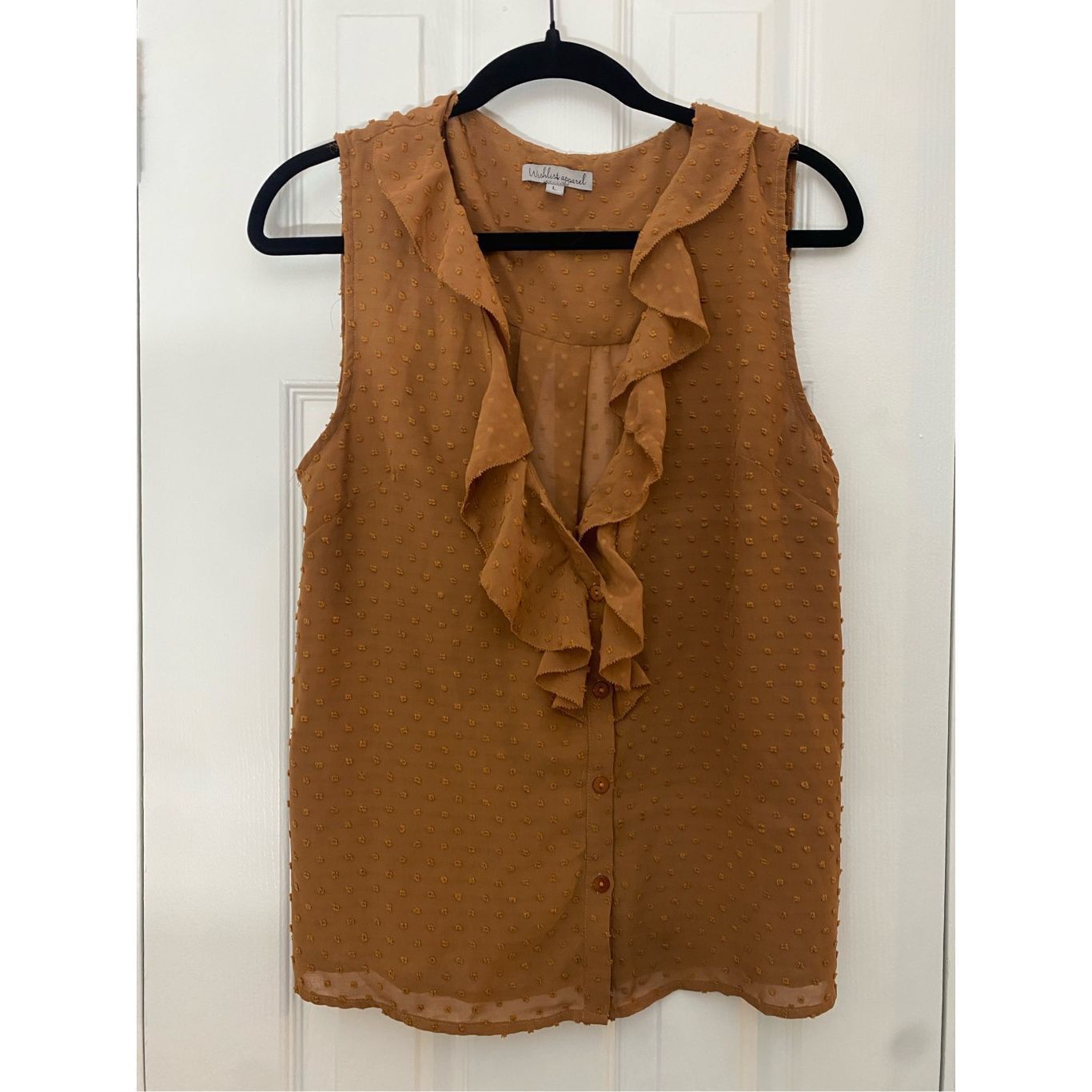 Aether Apparel Wishlist Apparel Ruffle Burnt Orange Dot Button Sleeveless B Size L / US 10 / IT 46 - 13 Thumbnail