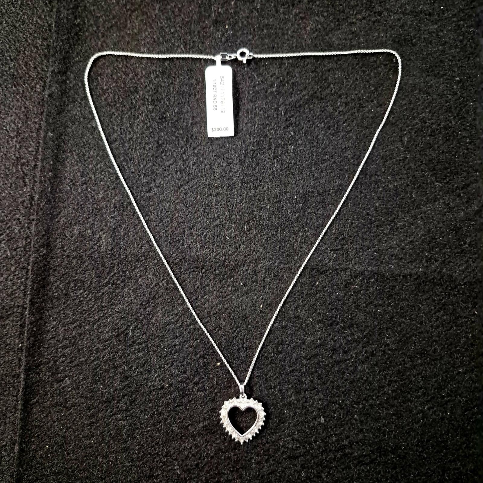 Macys Macy’s Diamond Heart Pendant Necklace – Sterling Silver Size ONE SIZE - 8 Thumbnail