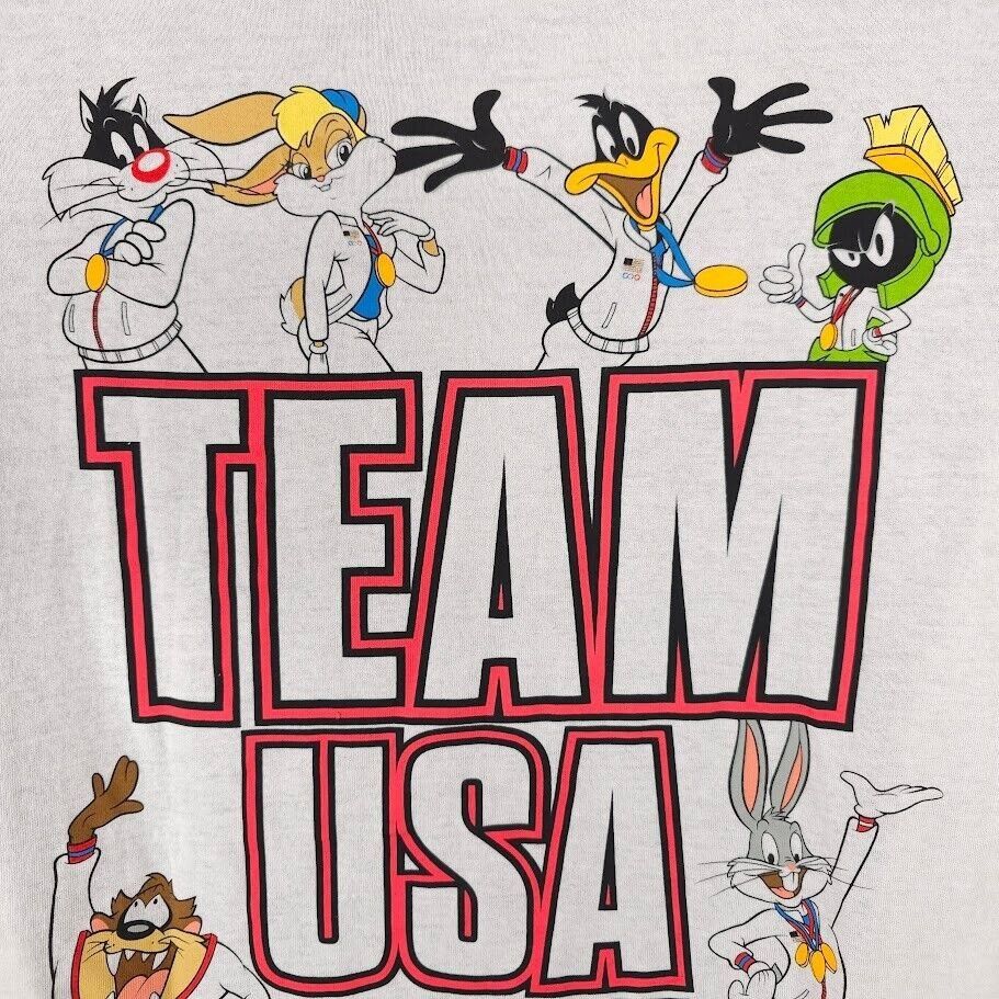 Warner Bros Looney Tunes Olympics T Shirt Mens Size Medium White Team US Size US M / EU 48-50 / 2 - 5 Thumbnail