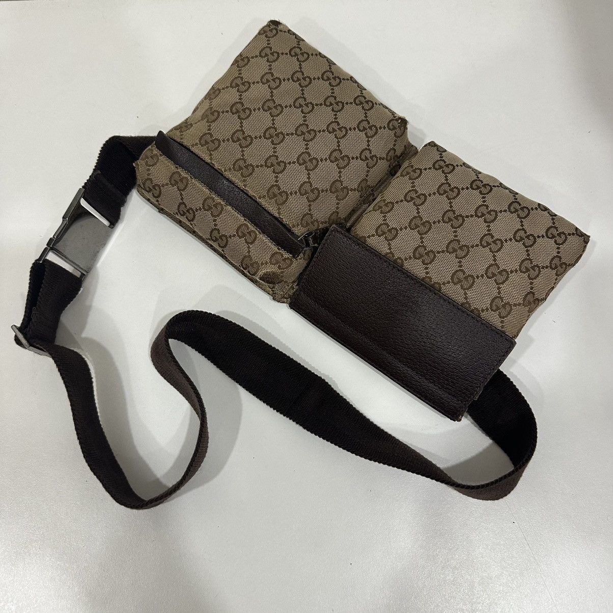 Gucci GUCCI GG CANVAS DOUBLE POCKET FANNY PACK BELT BAG 27 Size ONE SIZE - 16 Thumbnail