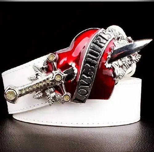 Other Silver Color White Belt Love Hunter Belt Size ONE SIZE - 1 Thumbnail