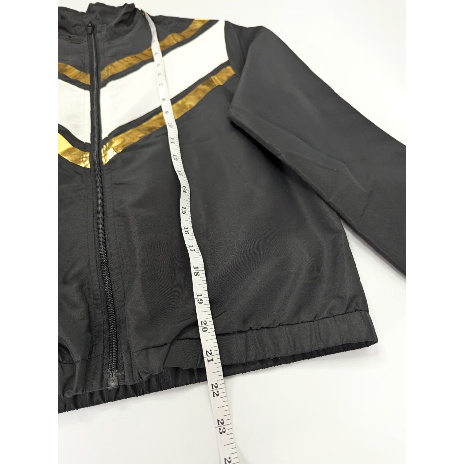 DANCER Weissman Windbreaker Jacket Women L Black Cheveron Zip Front Lightweight Size L / US 10 / IT 46 - 4 Thumbnail