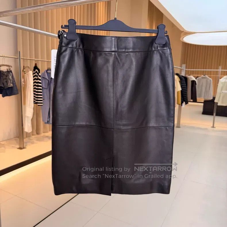 Hermes Hermes Black Lamb Leather Skirt Size 26" / US 2 / IT 38 - 2 Thumbnail